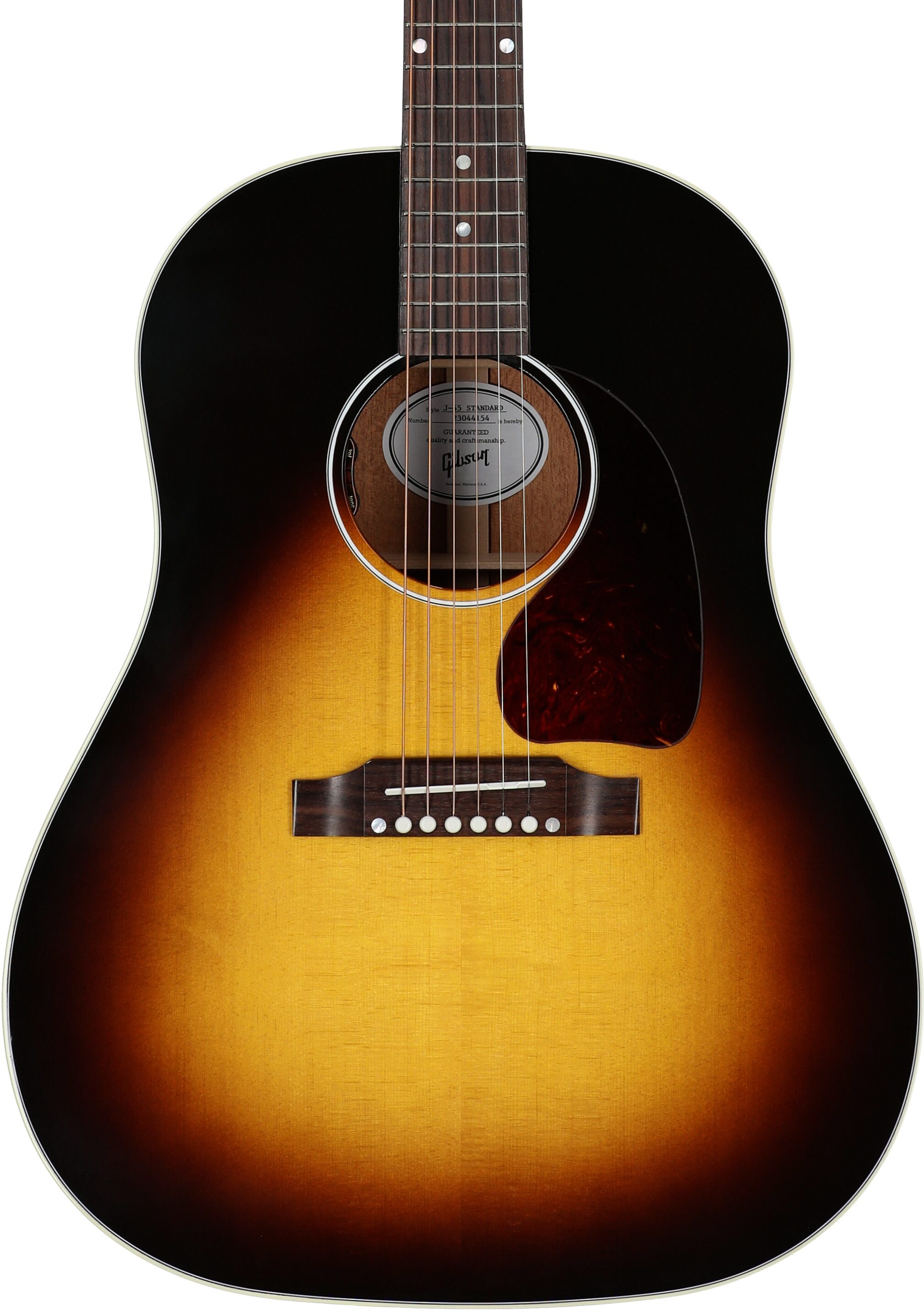 Gibson J-45 Standard Acoustic-Electric Guitar (with Case), Vintage Sunburst, Serial Number 23044154, Body Straight Front
