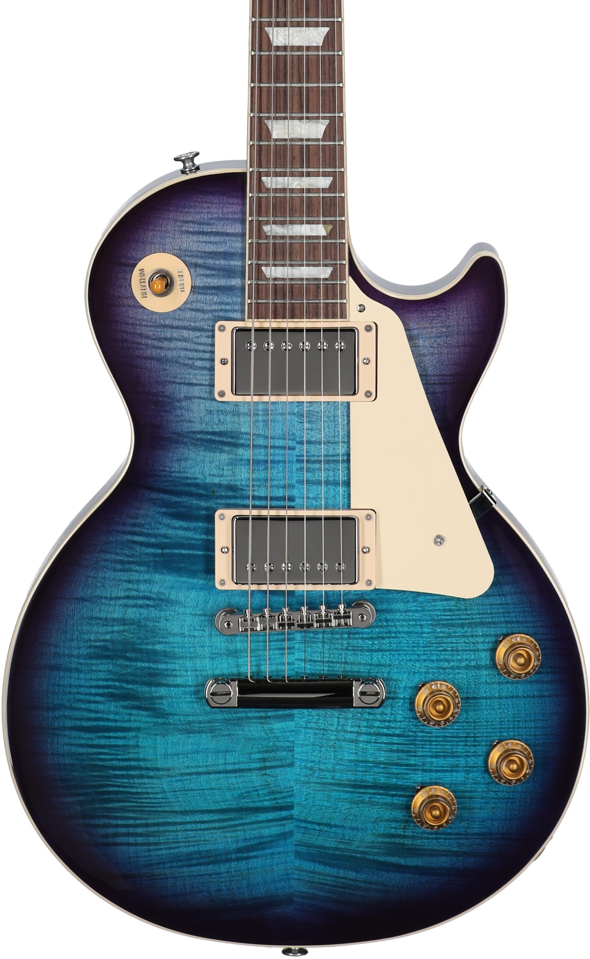 Gibson Les Paul Standard 50s Custom Color Electric Guitar, Figured Top (with Case), Blueberry Burst, Serial Number 226830269, Body Straight Front