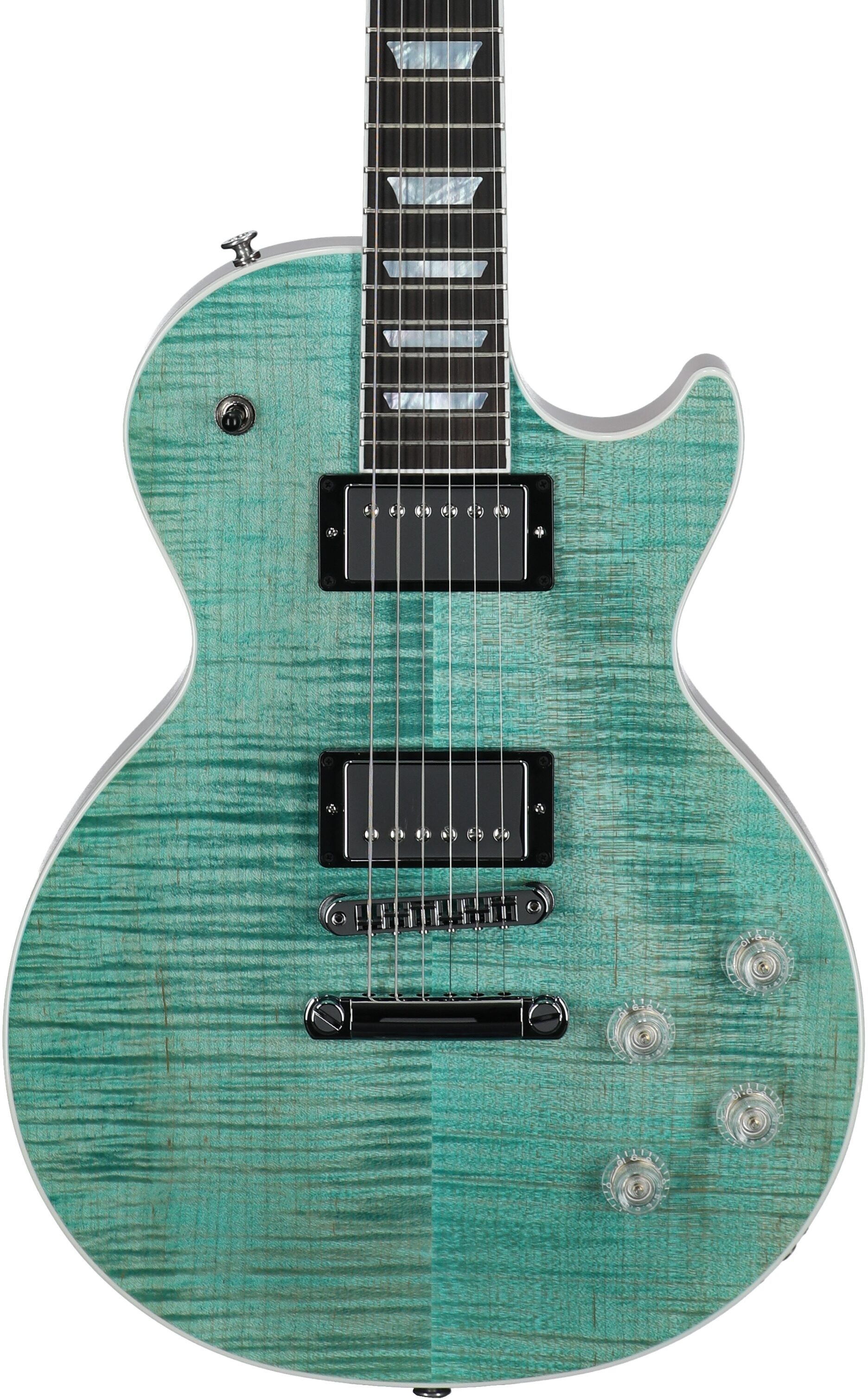 Gibson Les Paul Modern Figured AAA Electric Guitar (with Case), Seafoam Green, Serial Number 225440154, Body Straight Front