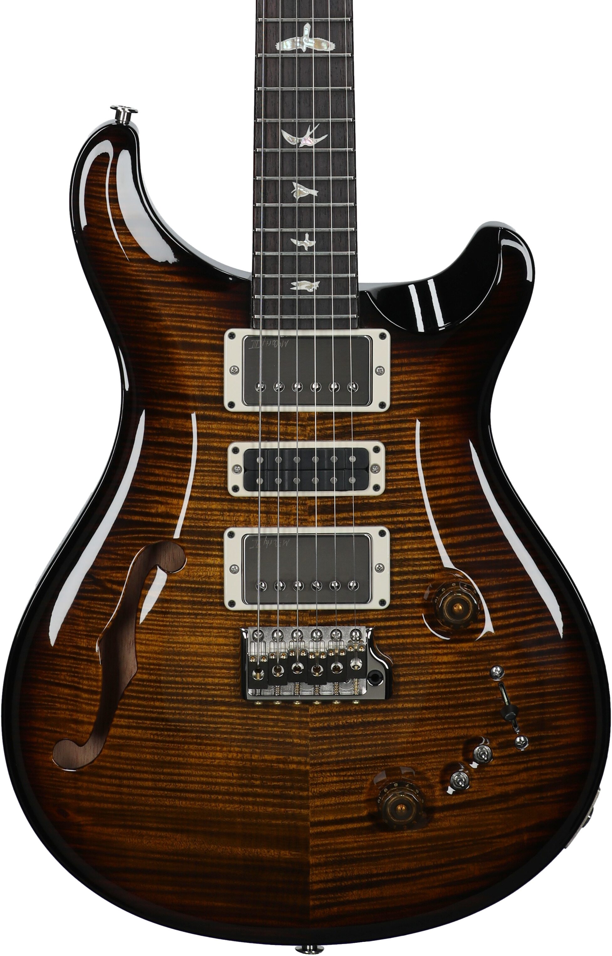 PRS Paul Reed Smith Special Semi-Hollowbody Electric Guitar (with Case), Black Gold Burst, Serial Number 0398850, Body Straight Front