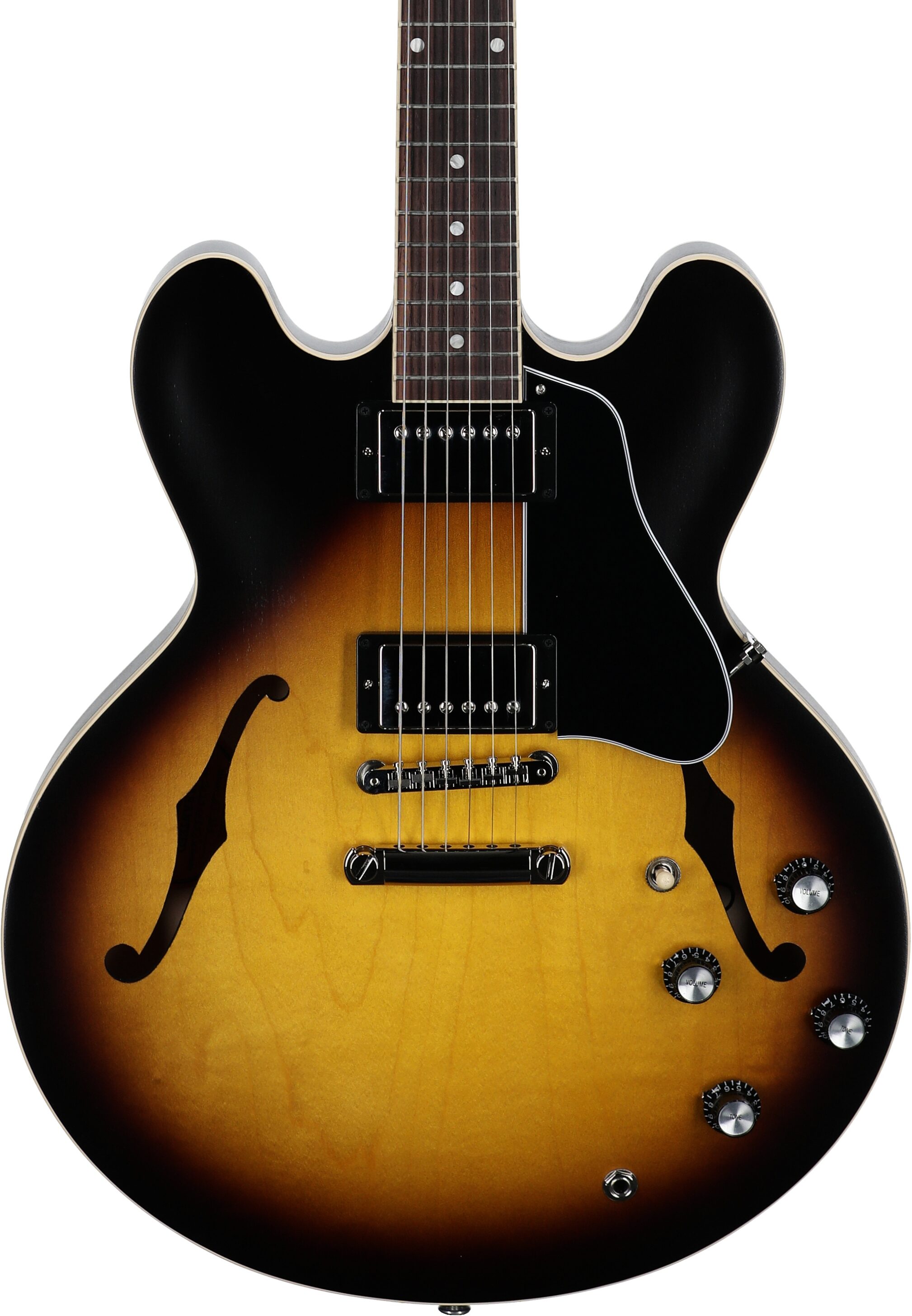 Gibson ES-335 Dot Satin Electric Guitar (with Case), Vintage Burst, Serial Number 202350358, Body Straight Front