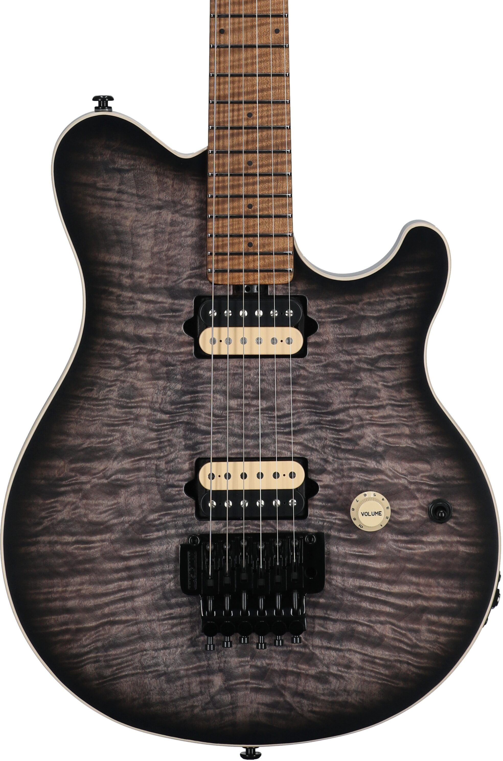 Ernie Ball Music Man Axis Electric Guitar (with Mono Gig Bag), Charcoal Cloud Quilt, with Mono Gig Bag, Serial Number H06732, Body Straight Front