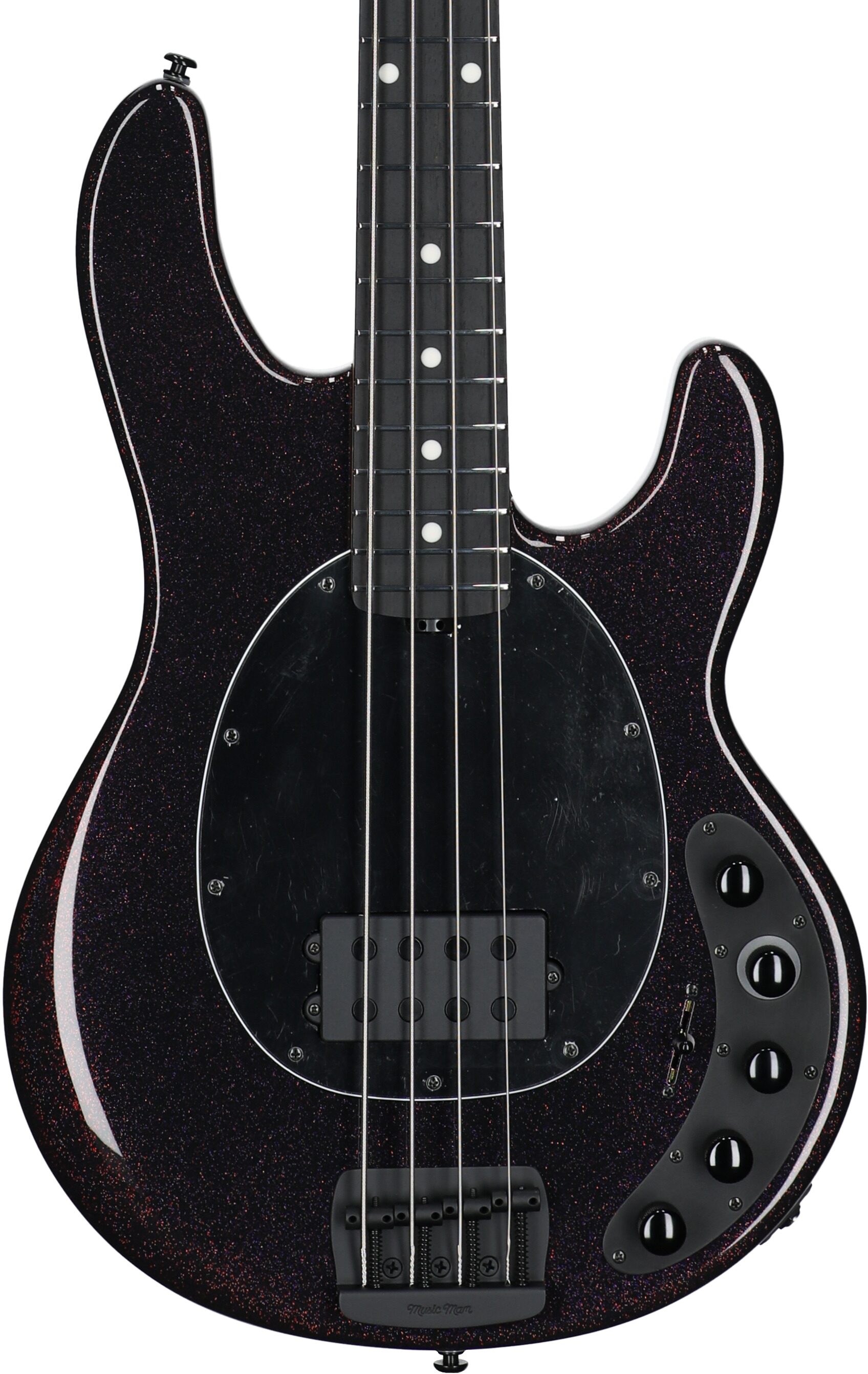 Ernie Ball Music Man DarkRay Electric Bass (with Mono Soft Case), Dark Rainbow, Serial Number S12002, Body Straight Front