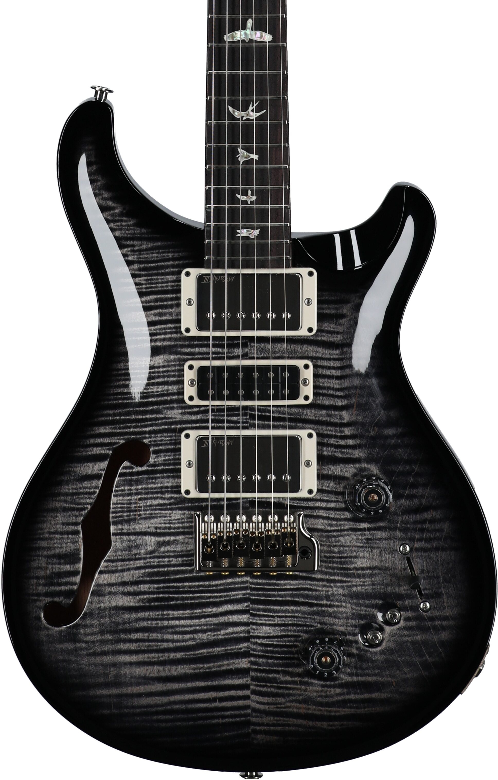 PRS Paul Reed Smith Special Semi-Hollowbody Electric Guitar (with Case), Charcoal Wraparound Smoke, Serial Number 0401994, Body Straight Front