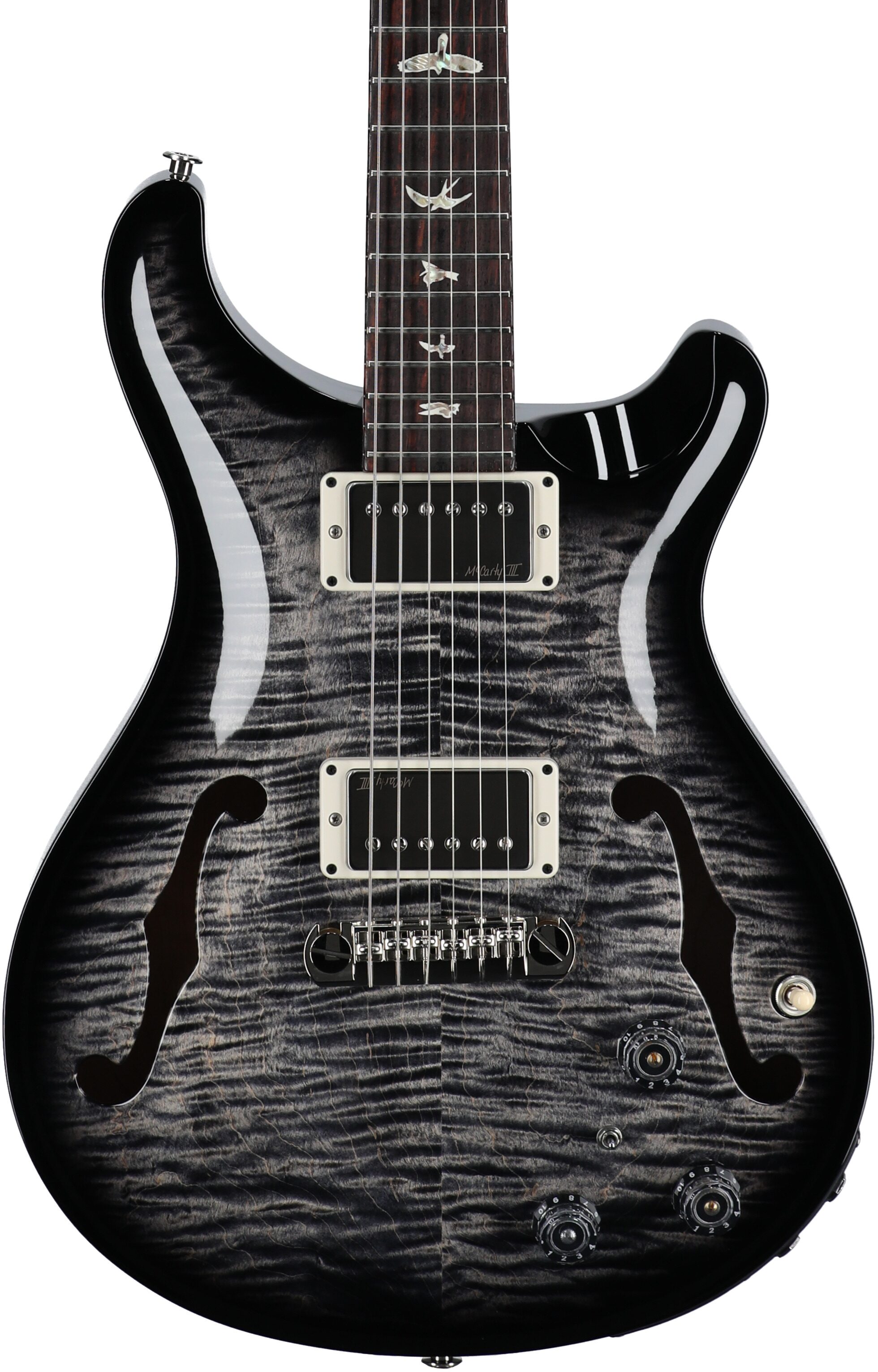 PRS Paul Reed Smith Hollowbody II Piezo Electric Guitar (with Case), Wraparound Smoke, Serial Number 0390897, Body Straight Front