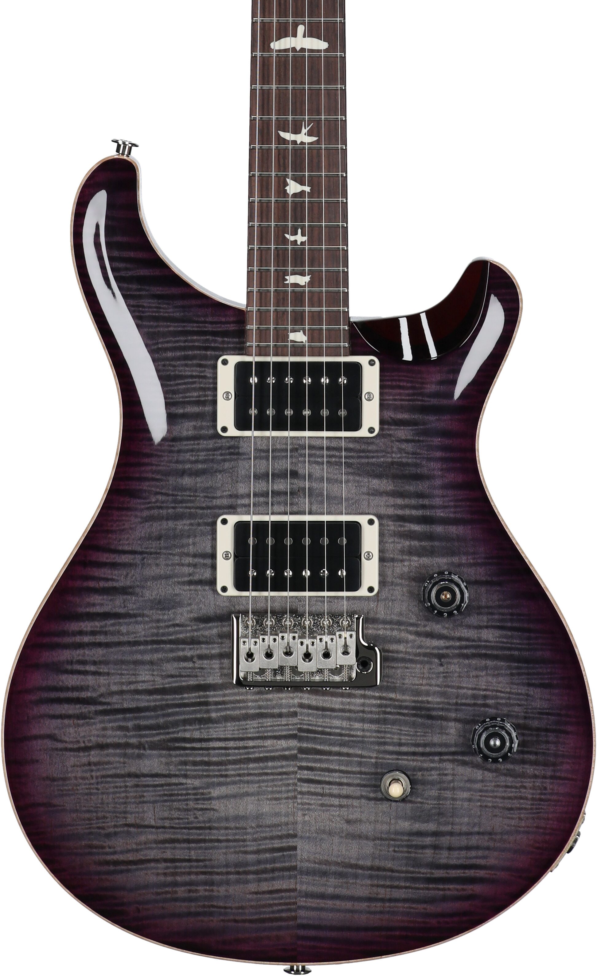 PRS Paul Reed Smith CE24 Electric Guitar (with Gig Bag), Faded Gray Black Purple Burst, Serial Number 0402518, Body Straight Front
