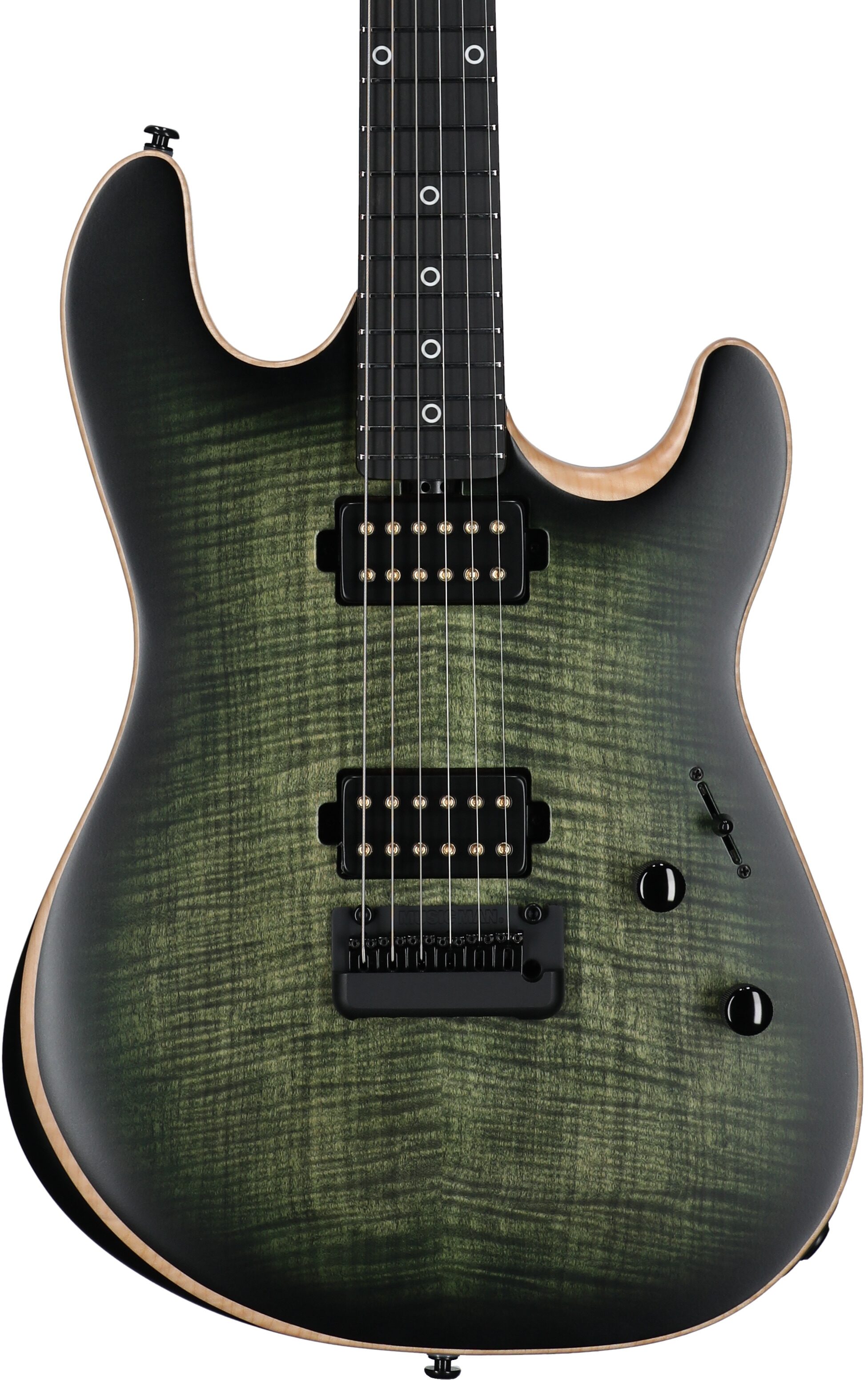 Ernie Ball Music Man Rabea Massaad Sabre Electric Guitar (with Case), Emerald Hill Burst, Serial Number S11996, Body Straight Front