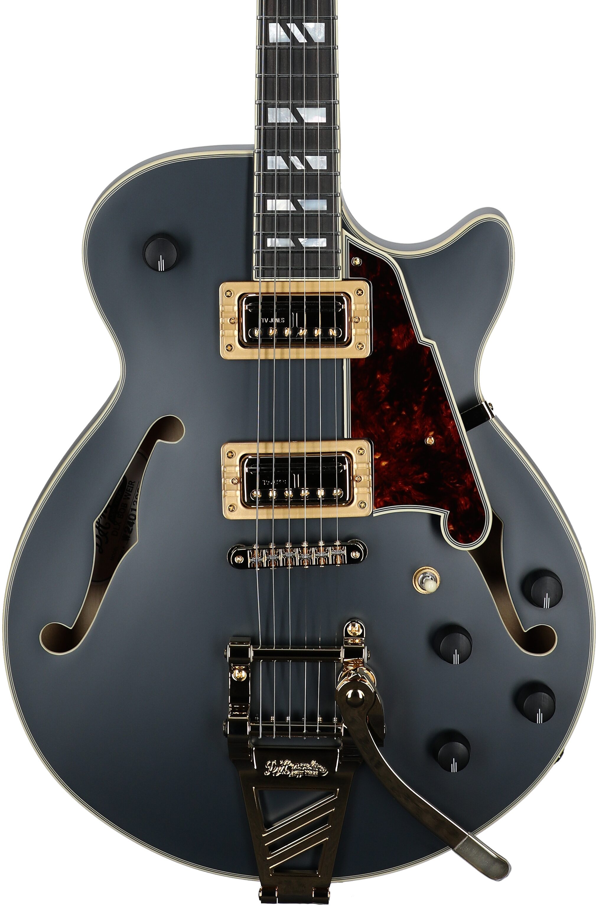 D'Angelico Deluxe Bobby Weir 3 Electric Guitar, Matte Stone, Serial Number W2401295, Body Straight Front