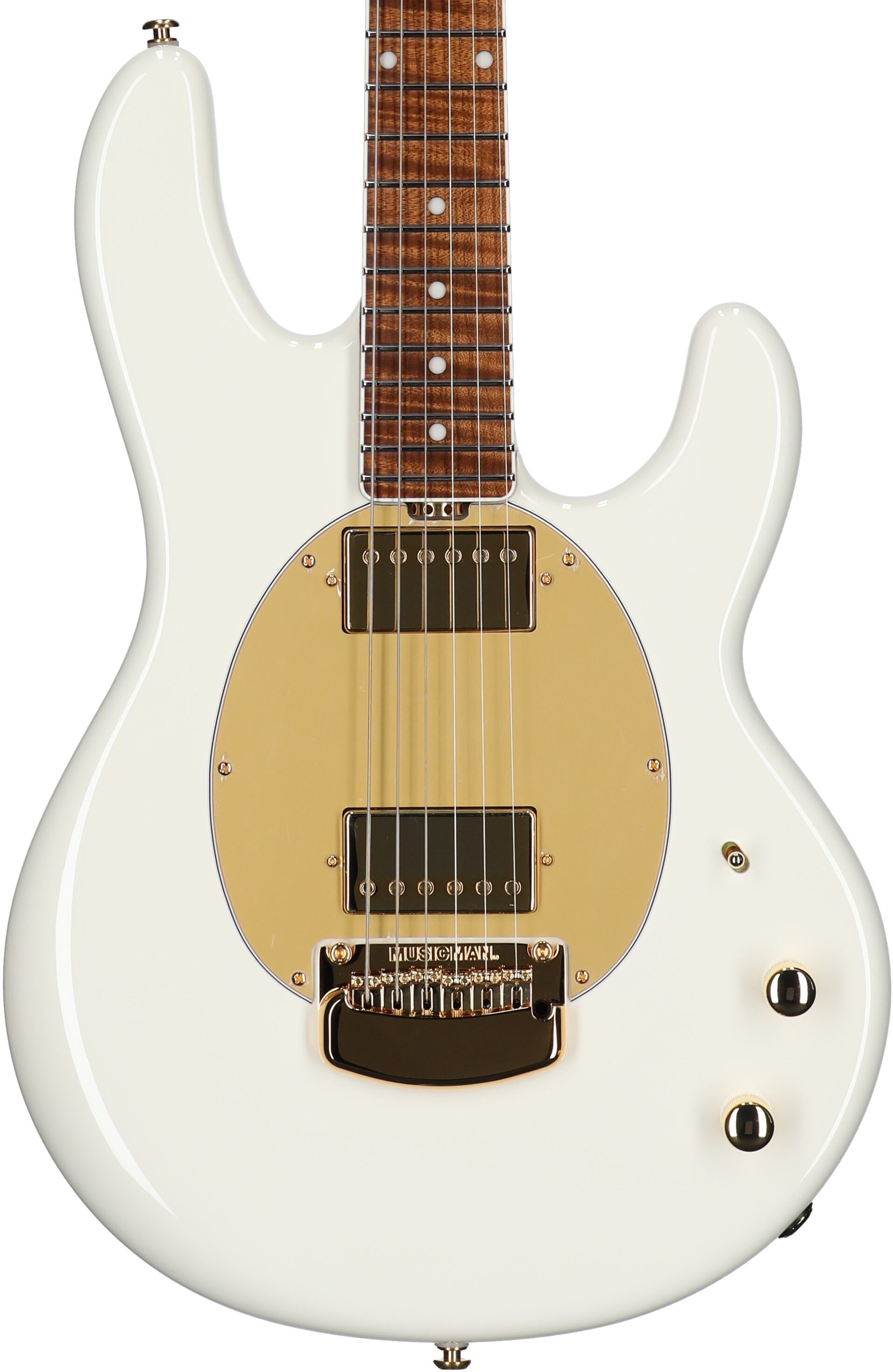 Ernie Ball Music Man StingRay II Cory Wong Deluxe Electric Guitar, Pearl White, Serial Number S12049, Body Straight Front