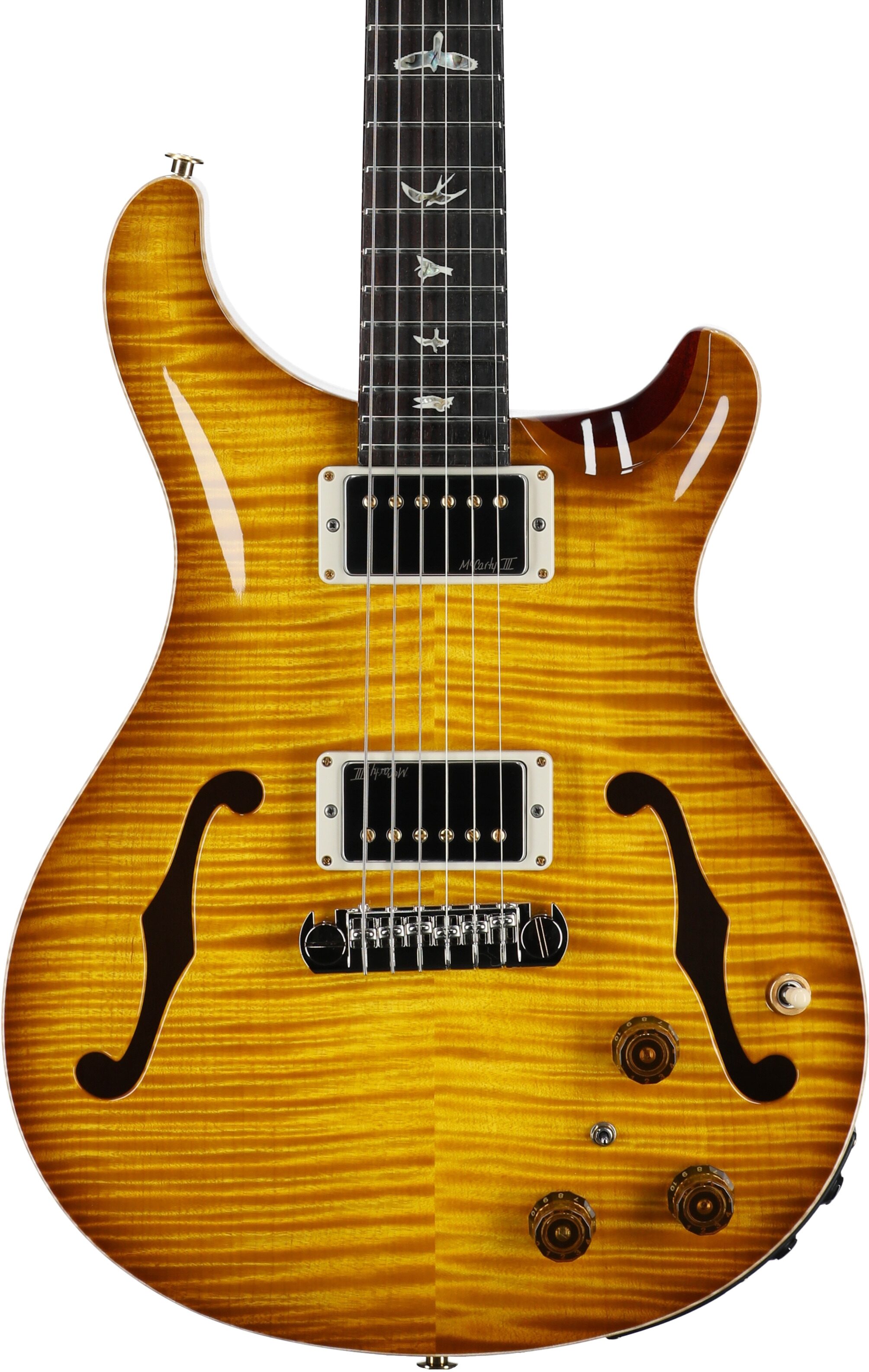 PRS Paul Reed Smith Hollowbody II 10-Top Electric Guitar (with Case), McCarty Sunburst, Serial Number 0396065, Body Straight Front