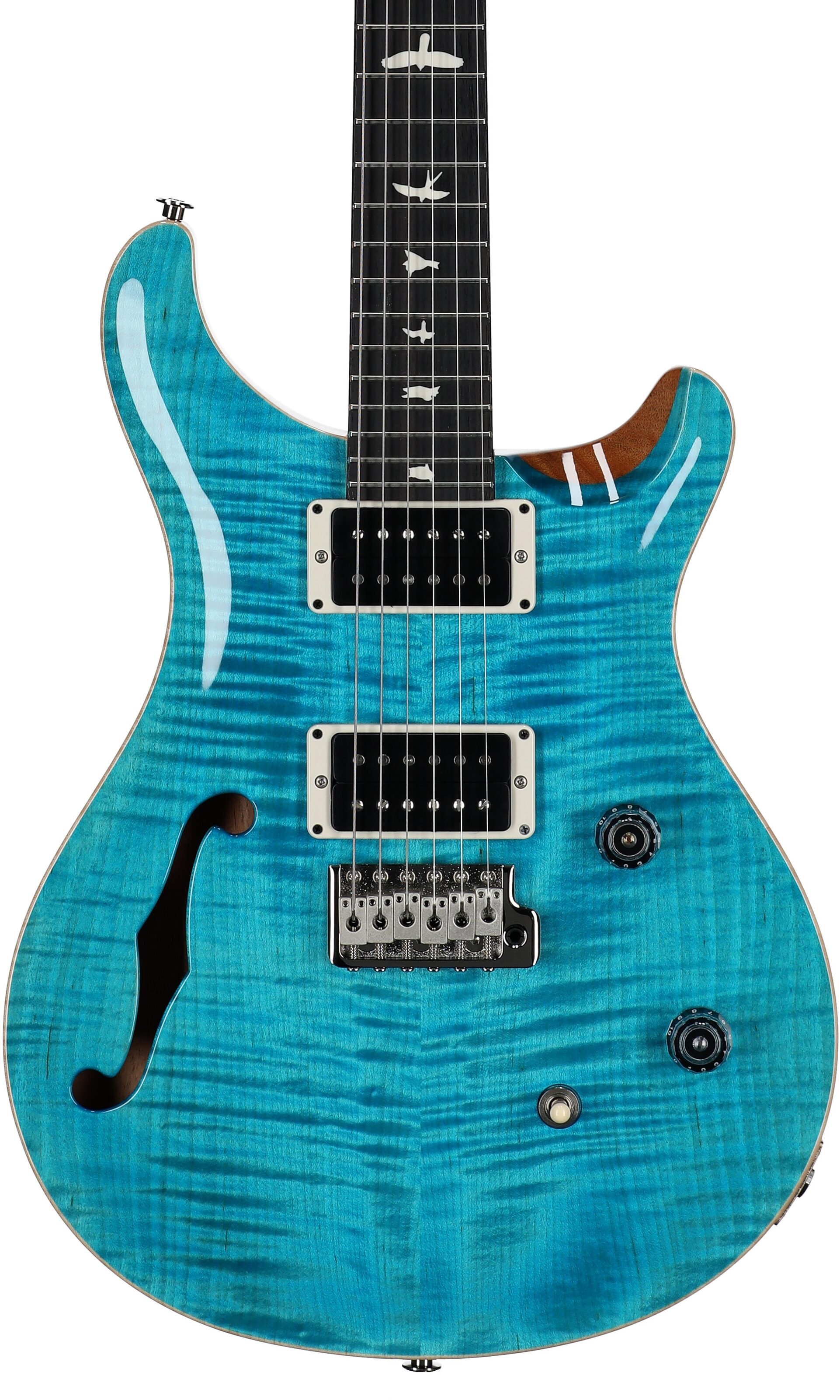 PRS Paul Reed Smith CE 24 Semi-Hollowbody Electric Guitar (with Gig Bag), Carroll Blue, Serial Number 0405636, Body Straight Front