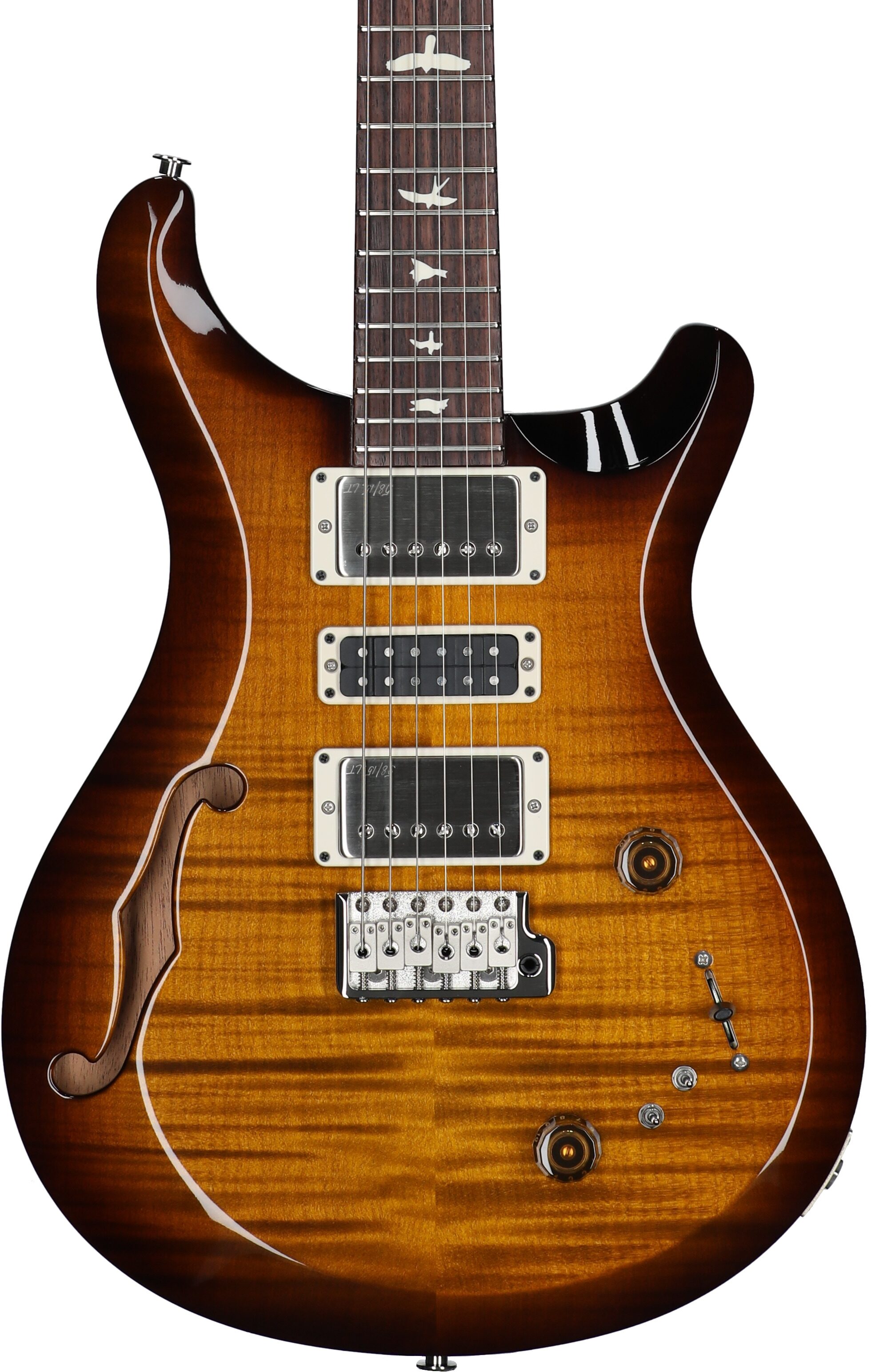 PRS Paul Reed Smith S2 Special Semi-Hollow Electric Guitar (with Gig Bag), Black Amber, Serial Number S2080043, Body Straight Front