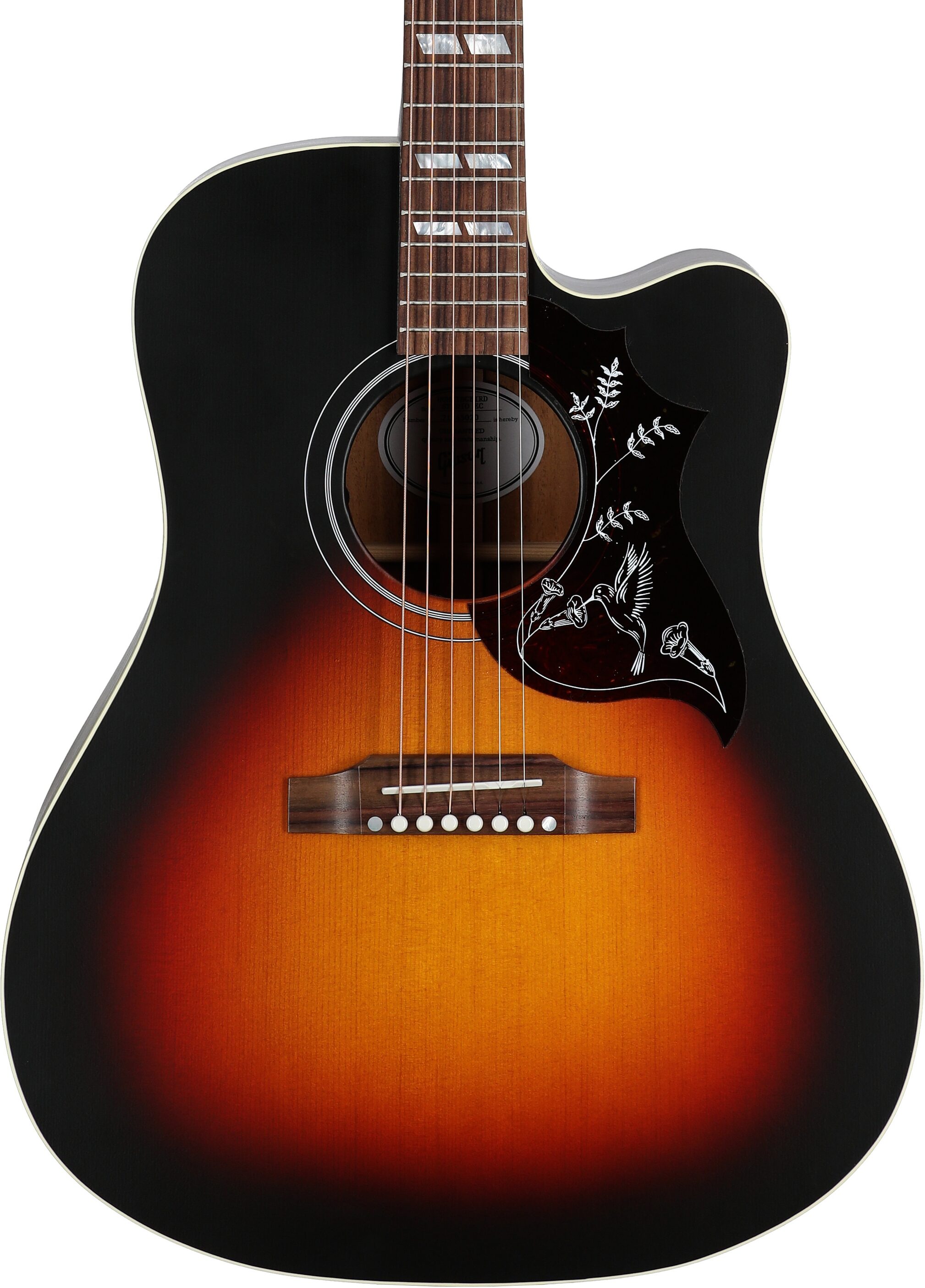 Gibson Hummingbird Studio EC Acoustic-Electric Guitar (with Case), Tri-Burst Satin, Serial Number 21145020, Body Straight Front