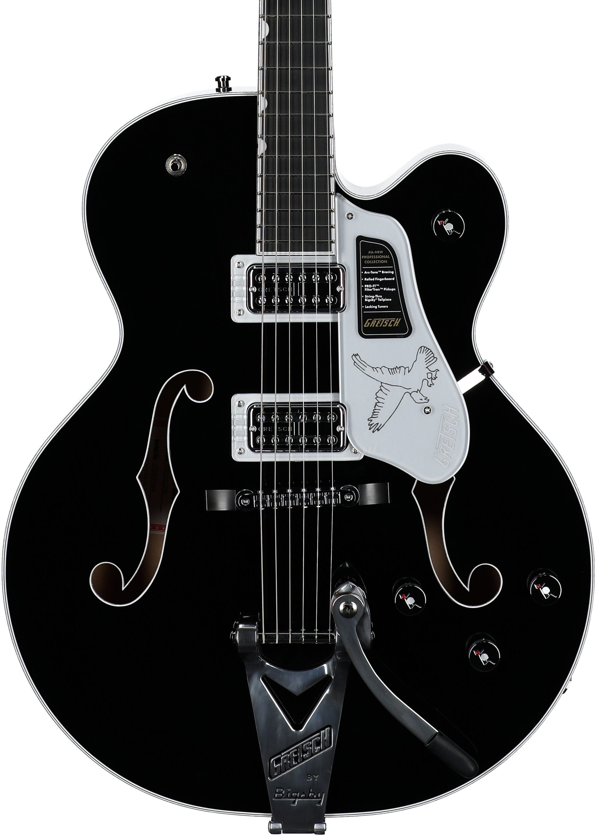 Gretsch Pro Collection Falcon Electric Guitar (with Case), Black, Serial Number JT25020666, Body Straight Front