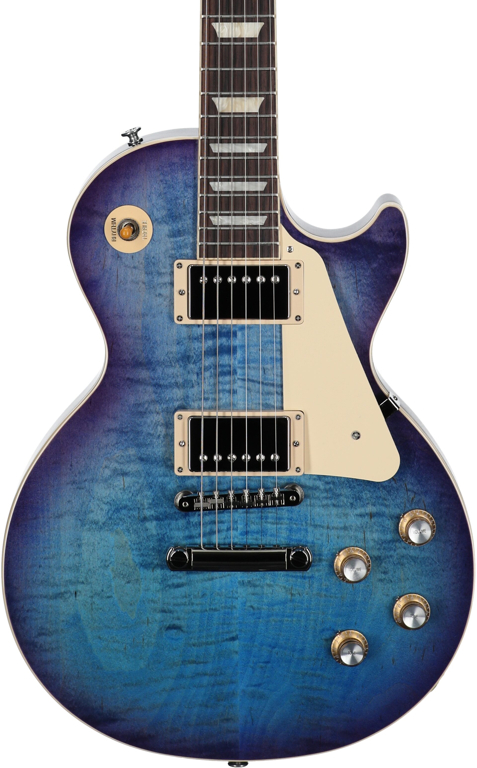 Gibson Les Paul Standard 60s Custom Color Electric Guitar, Figured Top (with Case), Blueberry Burst, Serial Number 212850241, Body Straight Front