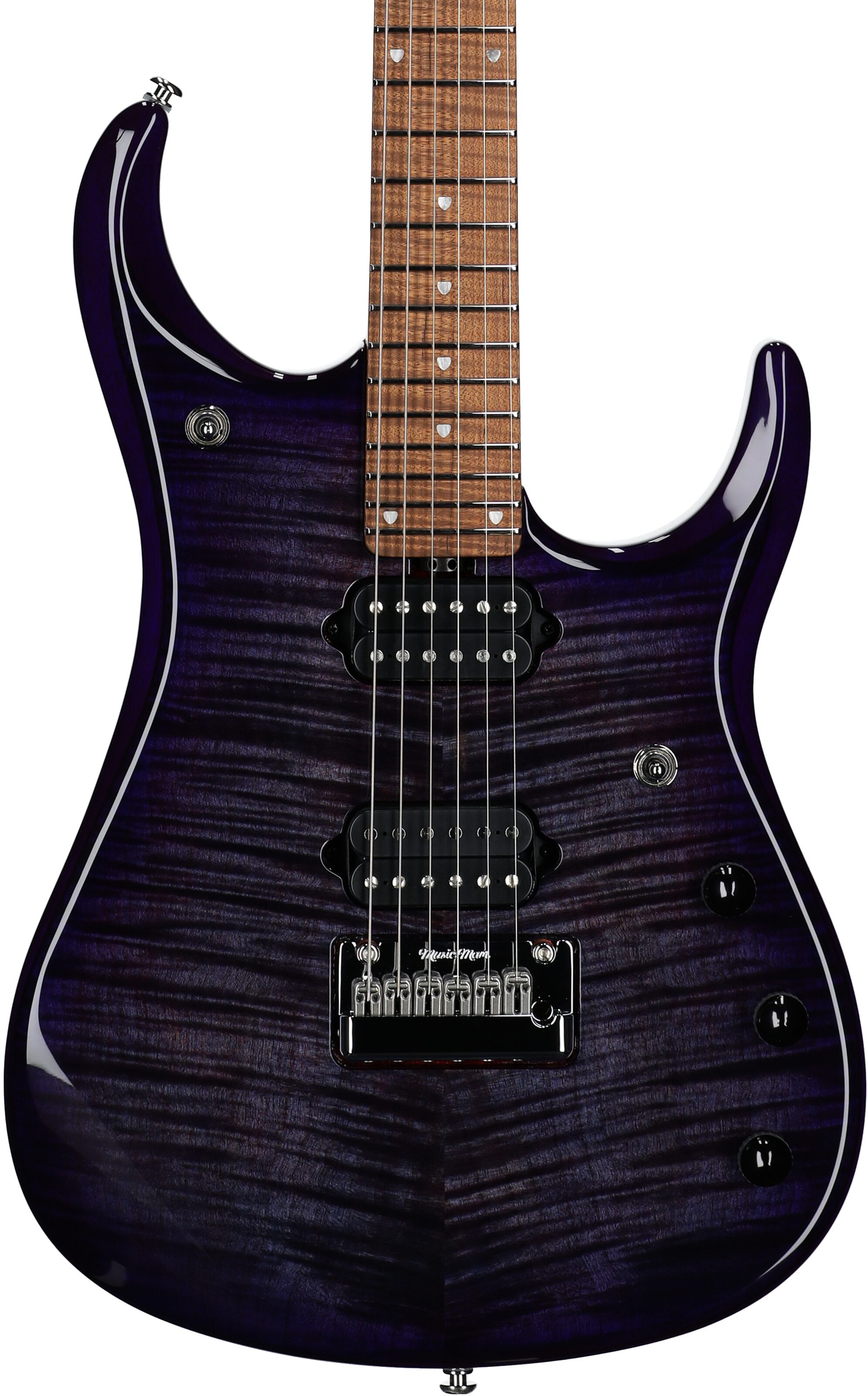 Ernie Ball Music Man John Petrucci JP15 Electric Guitar (with Gig Bag), Purple Nebula Flame, Serial Number H08351, Body Straight Front