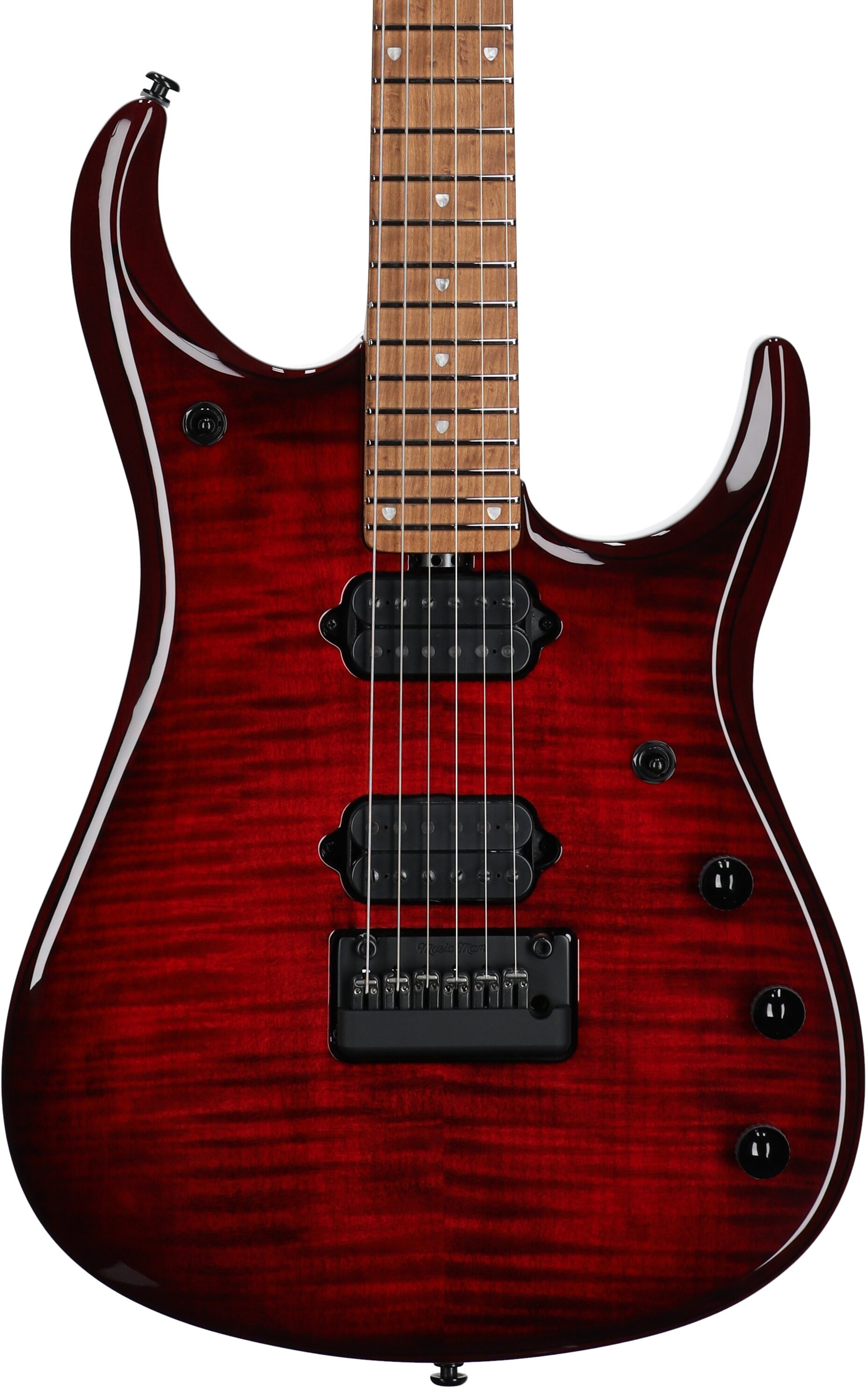 Ernie Ball Music Man John Petrucci JP15 Electric Guitar (with Case), Red Tide Flame, Serial Number H06776, Body Straight Front