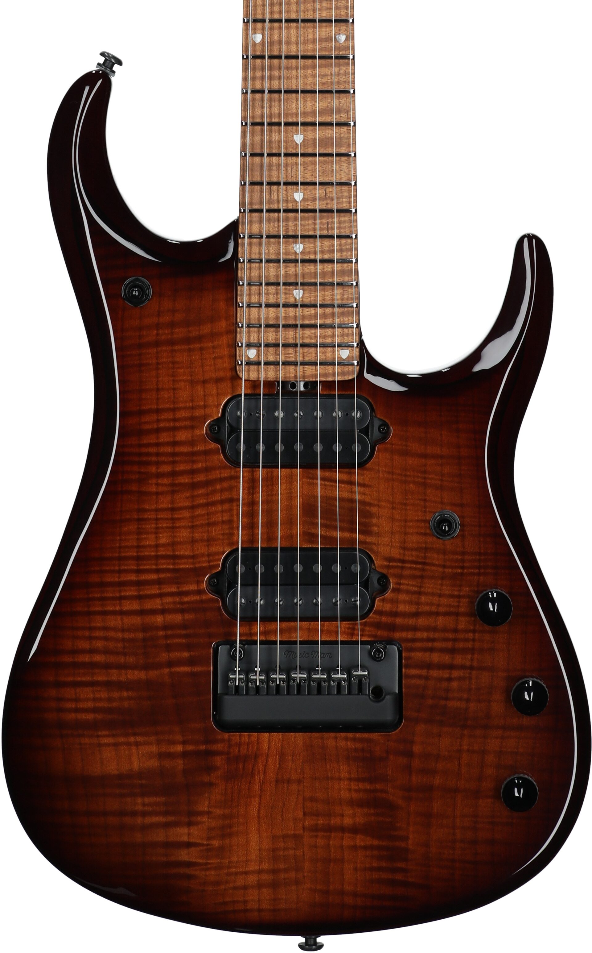Ernie Ball Music Man John Petrucci JP15 7 Electric Guitar, 7-String (with Case), Amber Waves Flame, Serial Number K07160, Body Straight Front