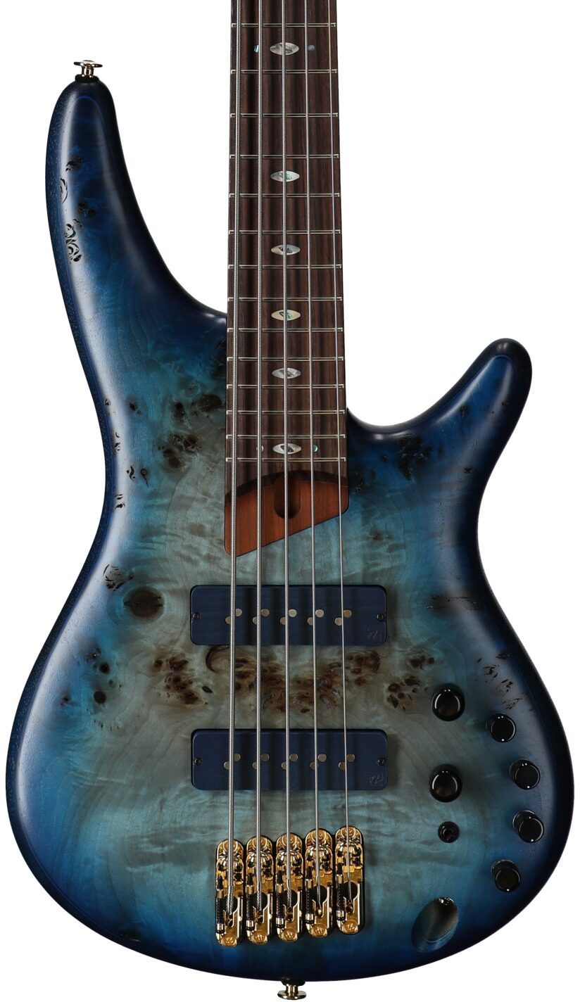 Ibanez SR6605 Prestige Electric Bass, 5-String (with Case), Ghost Fleet Blue, Serial Number 210001F2512121, Body Straight Front