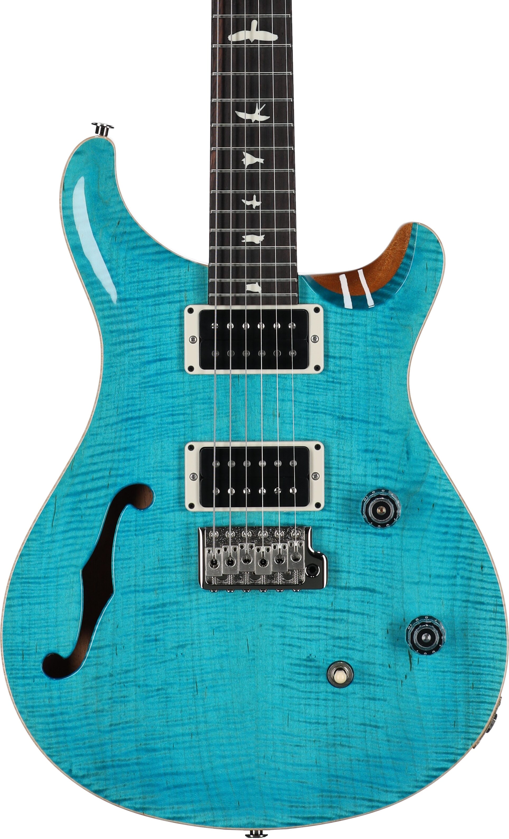 PRS Paul Reed Smith CE 24 Semi-Hollowbody Electric Guitar (with Gig Bag), Carroll Blue, Serial Number 0406947, Body Straight Front