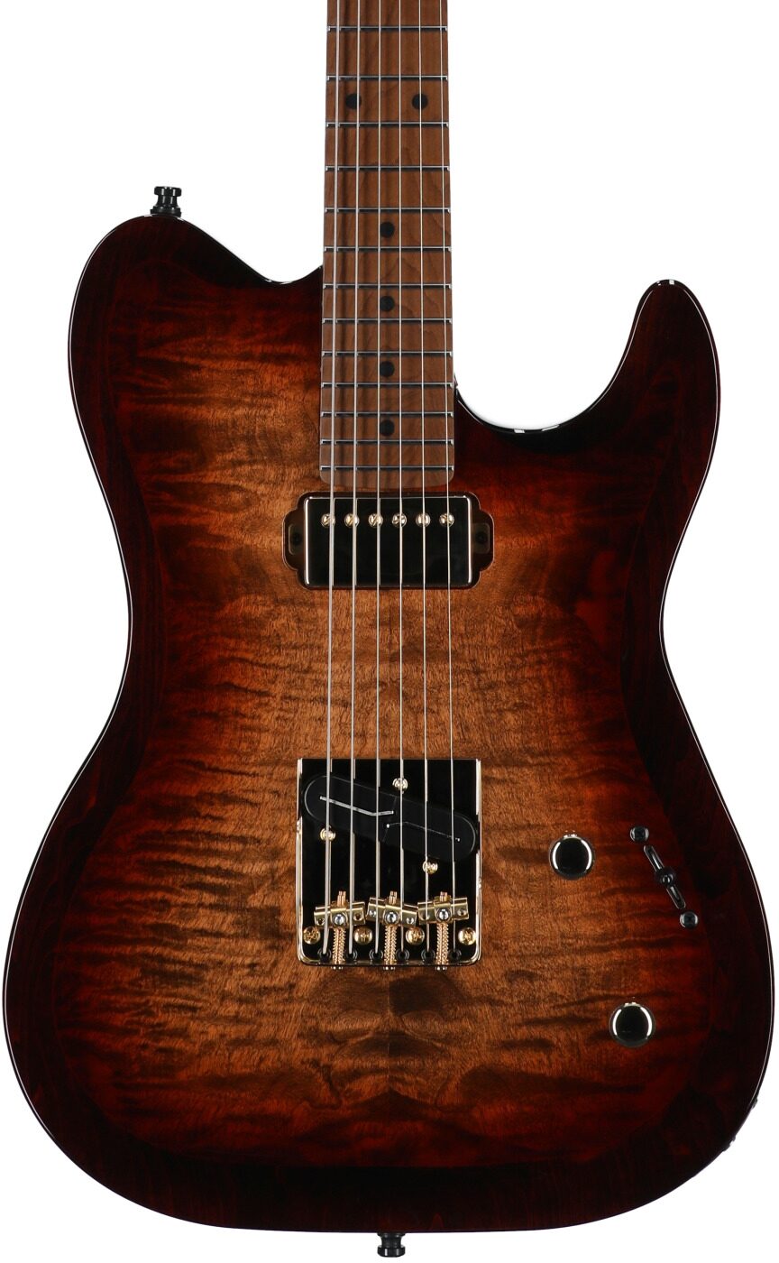 Godin Artisan TC Electric Guitar, Maple Fingerboard (with Case), Whiskey Burst, Serial Number 25314258, Body Straight Front