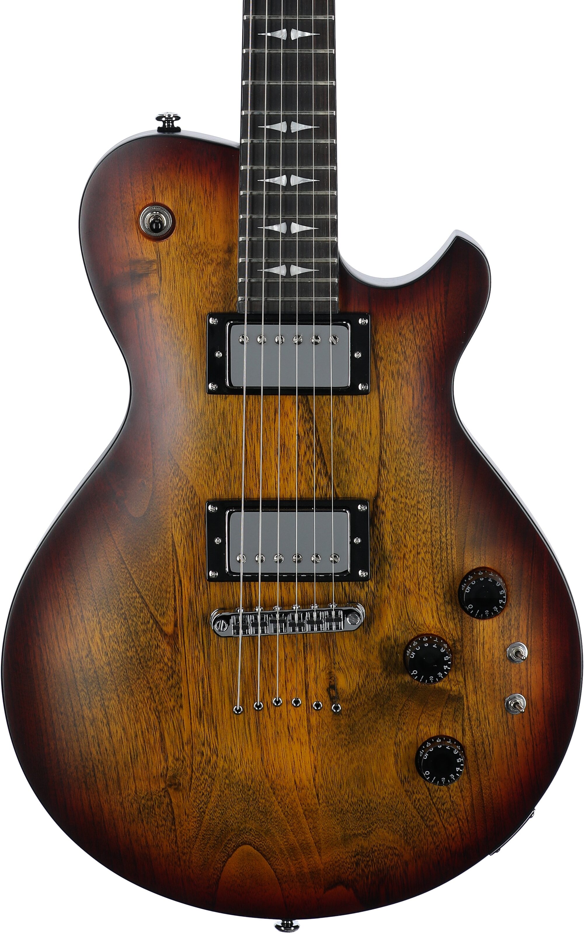 Michael Kelly Patriot Decree SB Slim Body Open Pore Electric Guitar, Transparent Sunburst, Body Straight Front