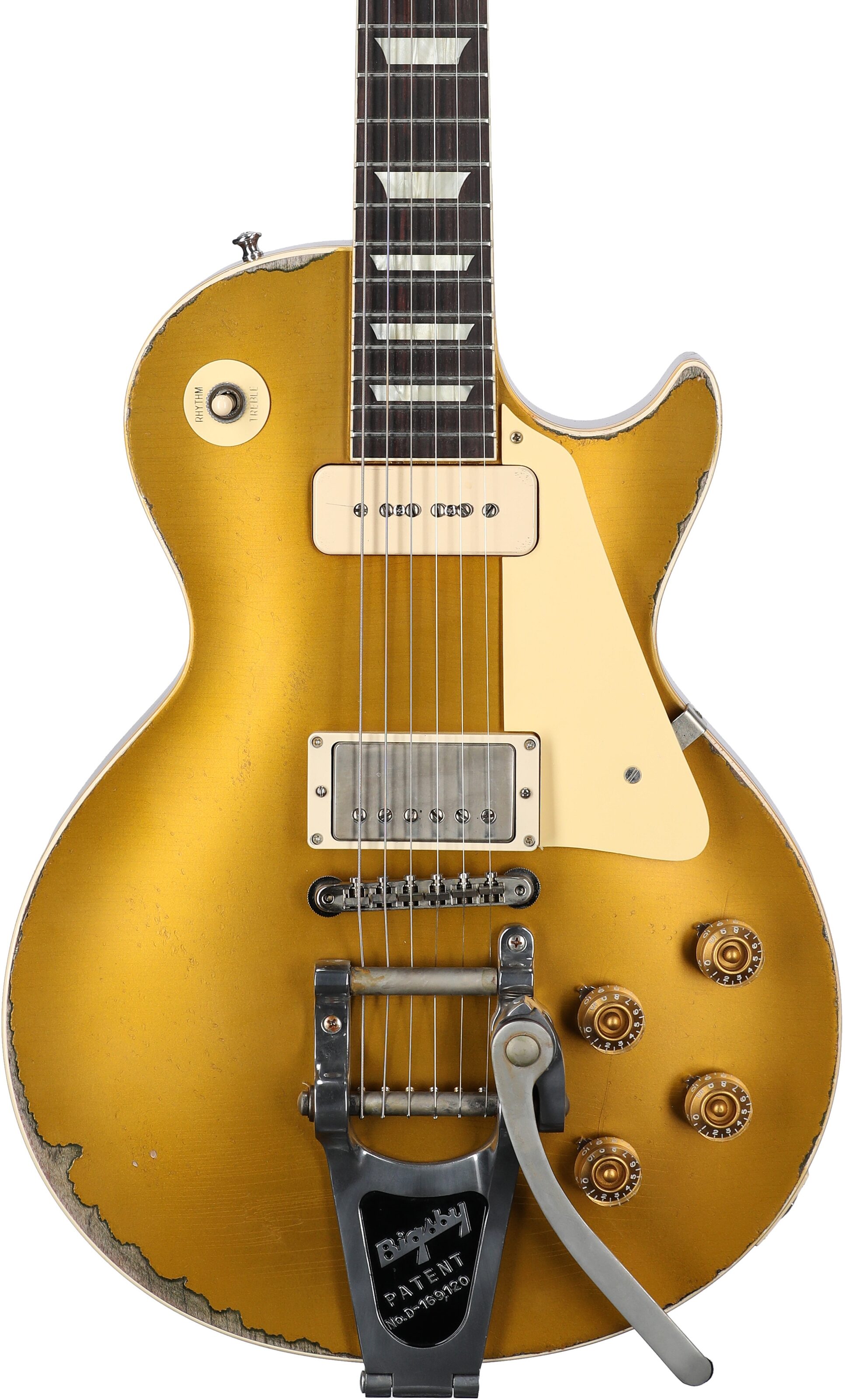 Gibson Custom Sergio Vallin '55 Les Paul Goldtop Electric Guitar (with Case), Body Straight Front