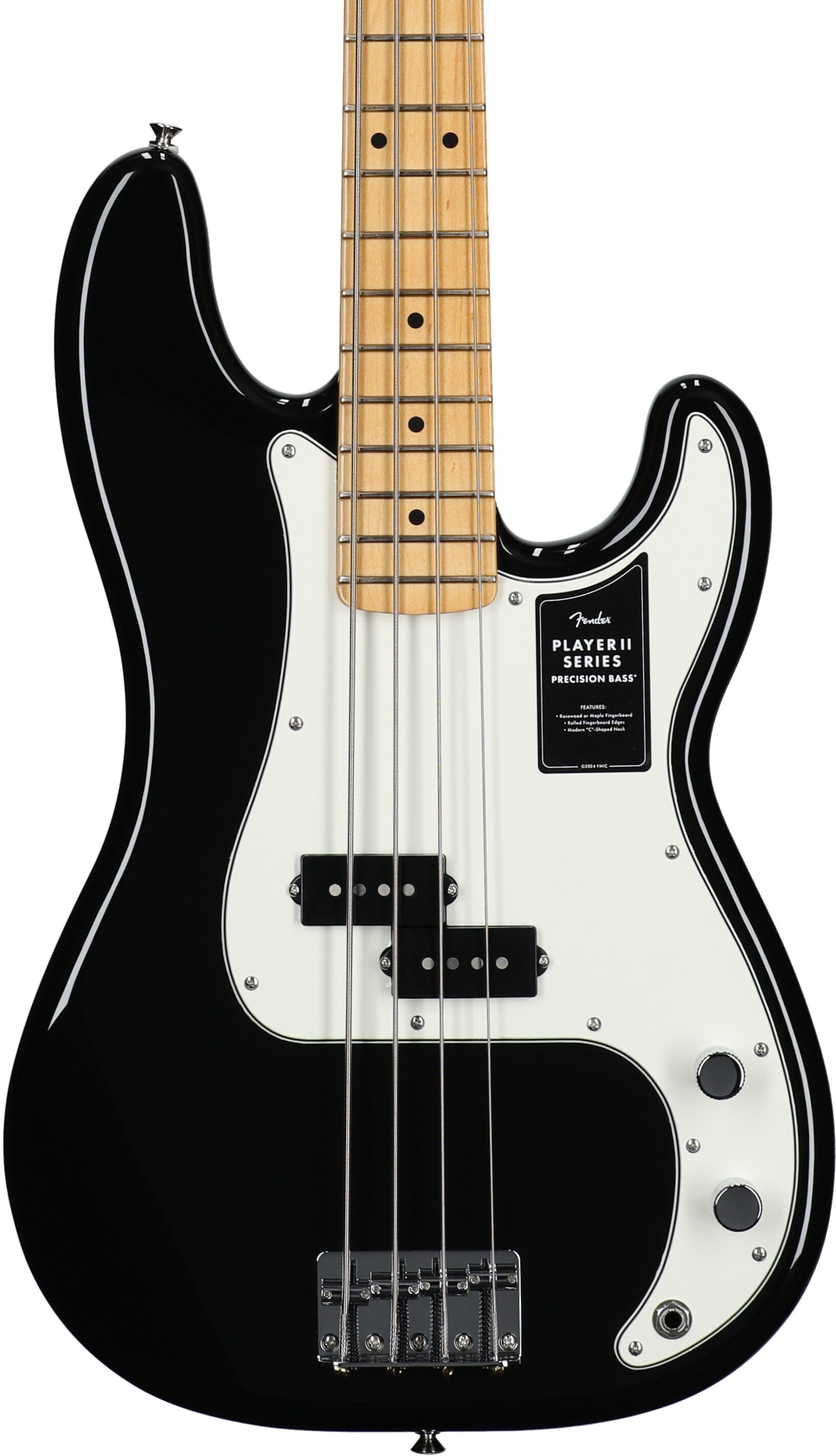 Fender Player II Precision Electric Bass, with Maple Fingerboard, Black, Body Straight Front