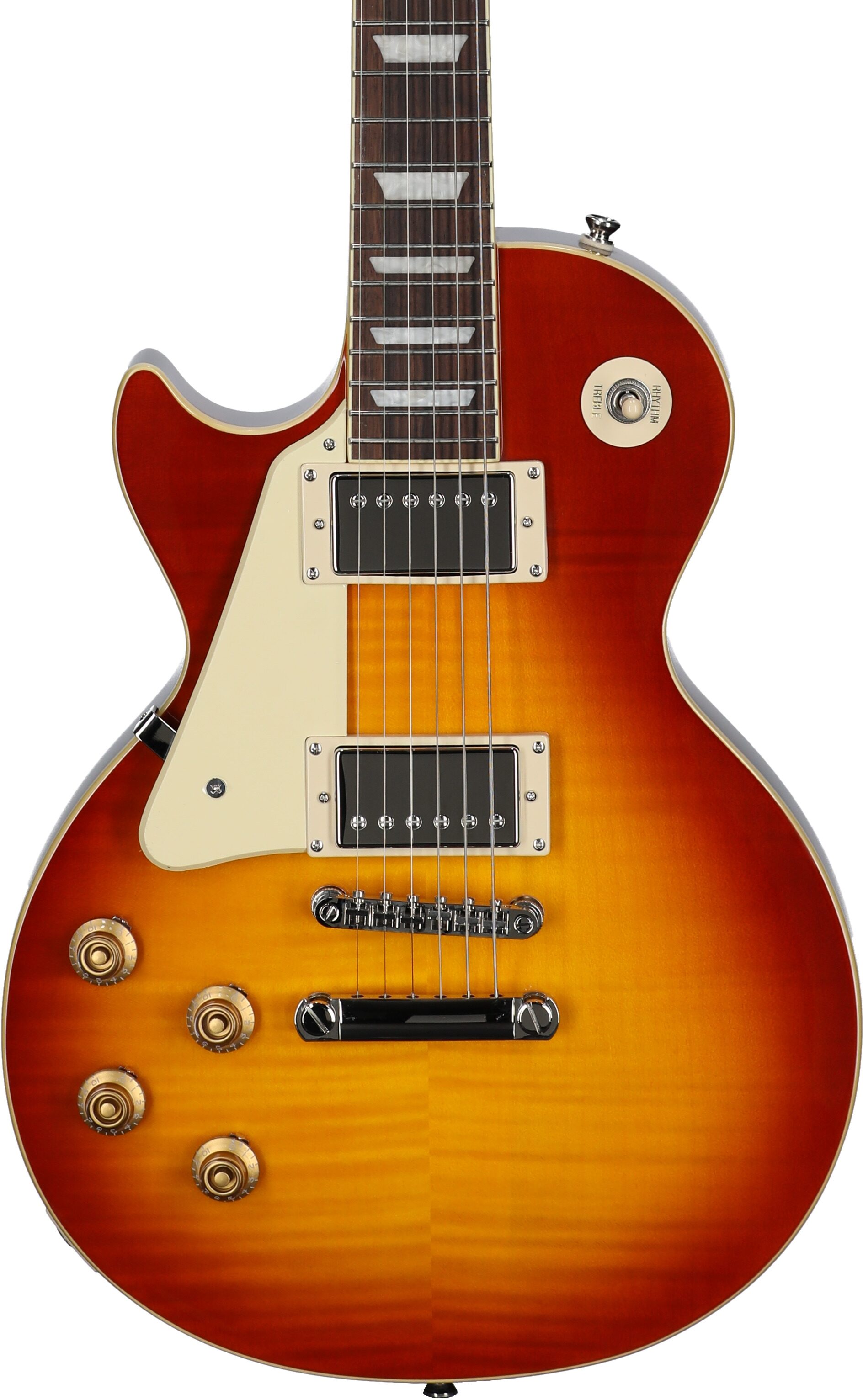 Epiphone Inspired by Gibson Les Paul Standard Electric Guitar, Left-Handed (with Gig Bag), Washed Cherry Sunburst, Body Straight Front