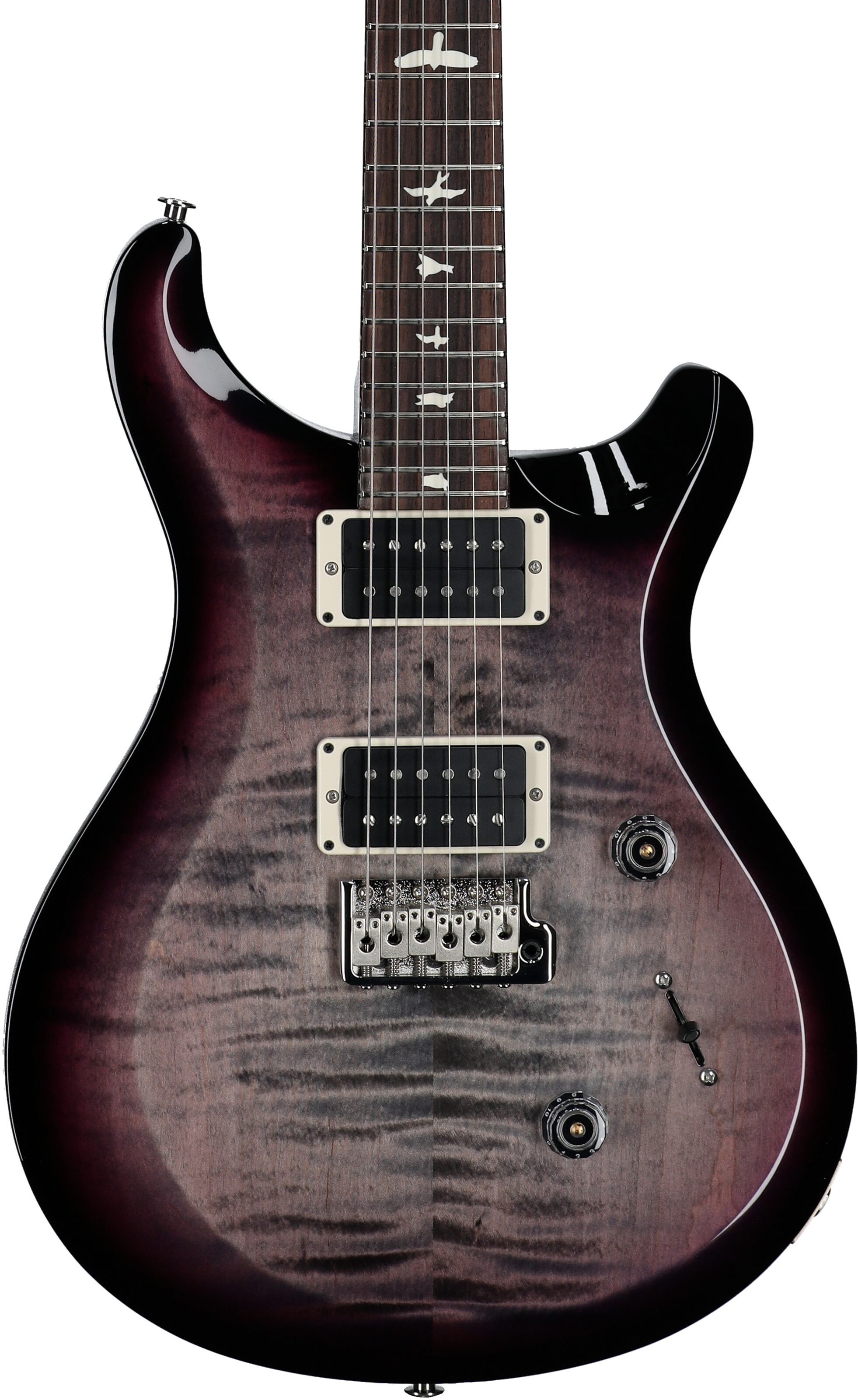PRS Paul Reed Smith S2 Custom Color 24 Electric Guitar (with Gig Bag), Faded Gray Black Purple Smokeburst, Body Straight Front