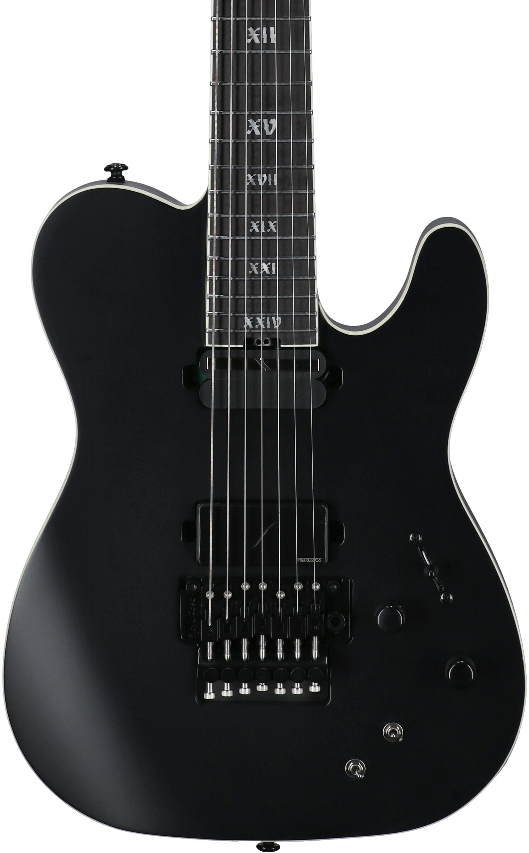 Schecter PT-7 FR-S SLS Elite Evil Twin Electric Guitar, 7-String, Satin Black, Body Straight Front