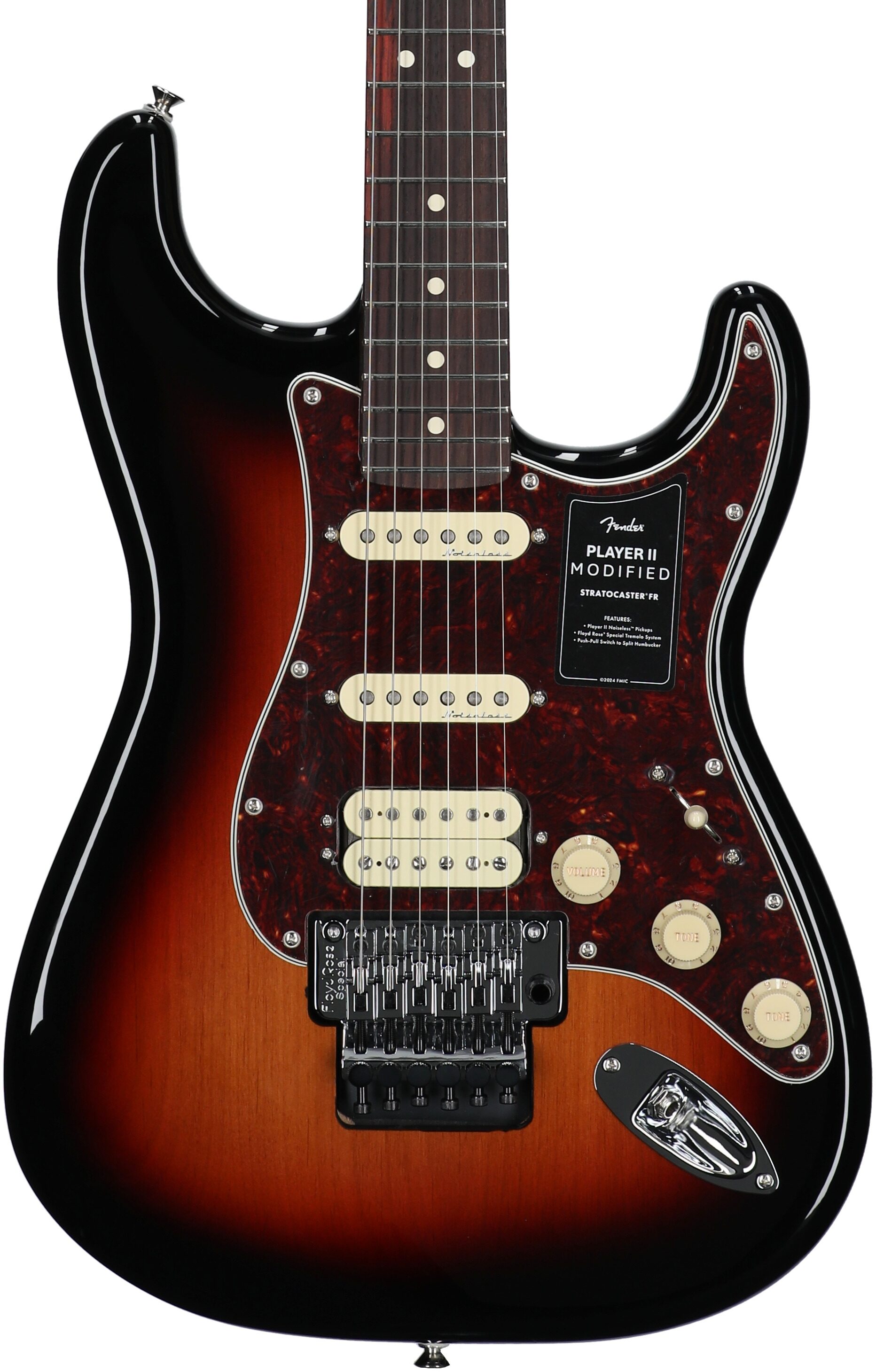 Fender Player II Modified Stratocaster HSS FR Electric Guitar, Rosewood Fingerboard (with Gig Bag), 3-Color Sunburst, Body Straight Front