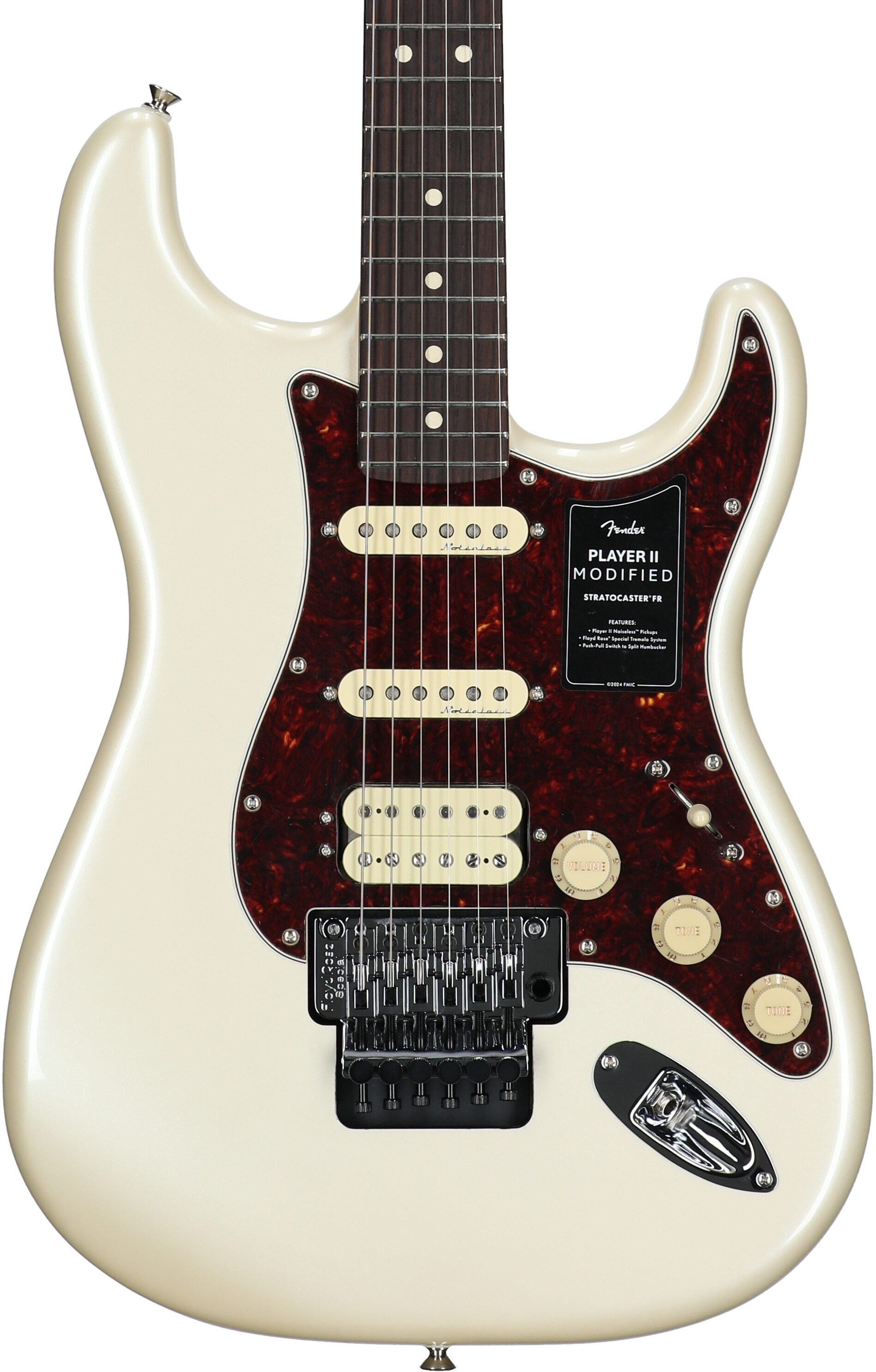 Fender Player II Modified Stratocaster HSS FR Electric Guitar, Rosewood Fingerboard (with Gig Bag), Olympic Pearl, Body Straight Front
