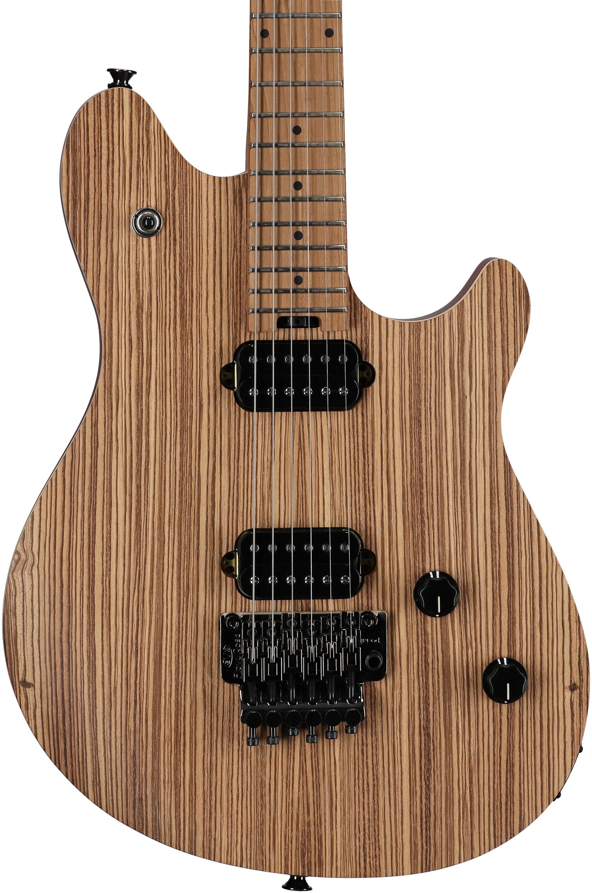 EVH Eddie Van Halen WG Wolfgang Standard Exotic Electric Guitar, with Maple Fingerboard, Zebrawood Natural, Body Straight Front