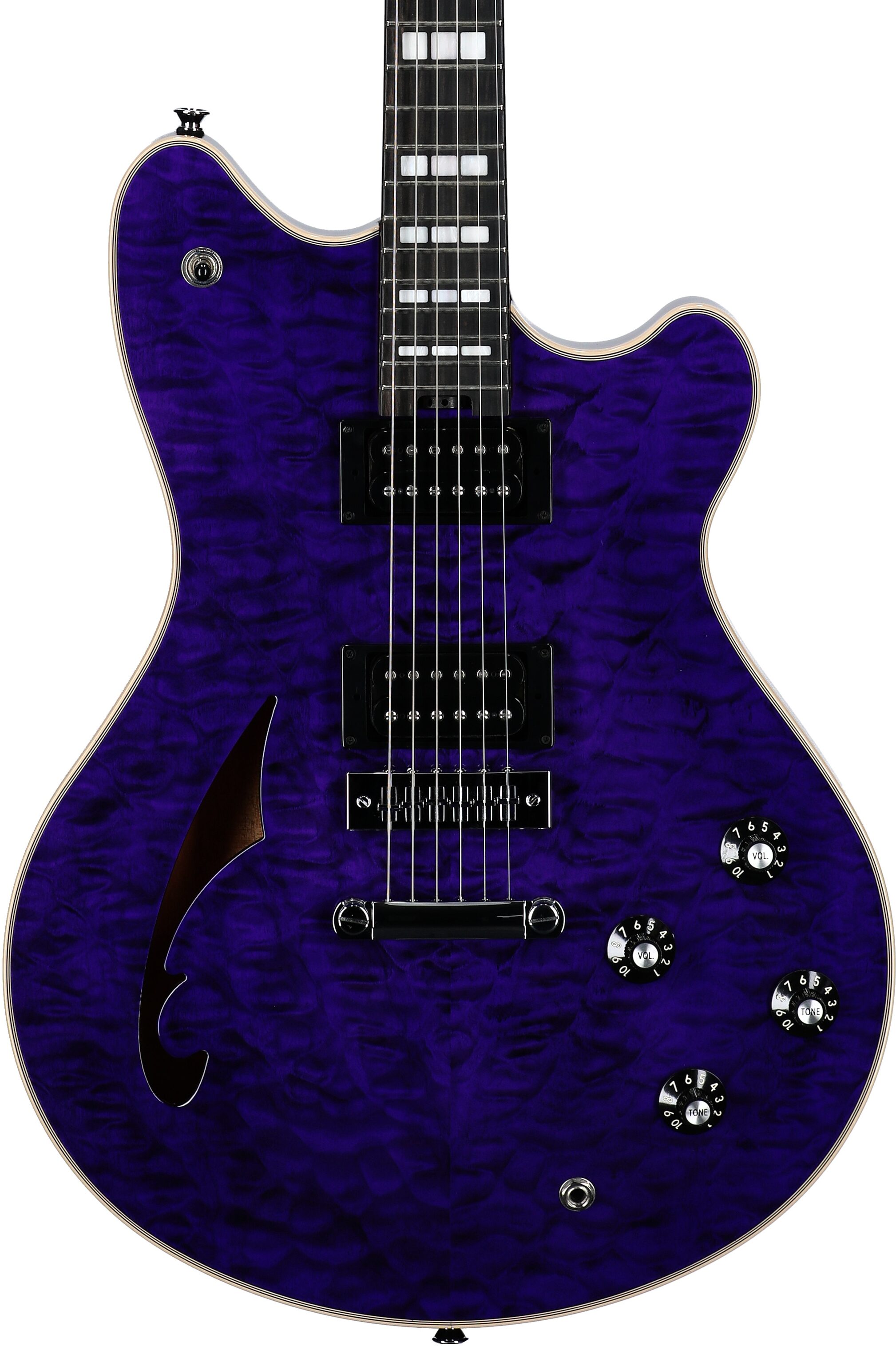 EVH Eddie Van Halen SA-126 Special Quilted Maple Electric Guitar (with Case), Transparent Purple, Open Box (Very Good), Body Straight Front