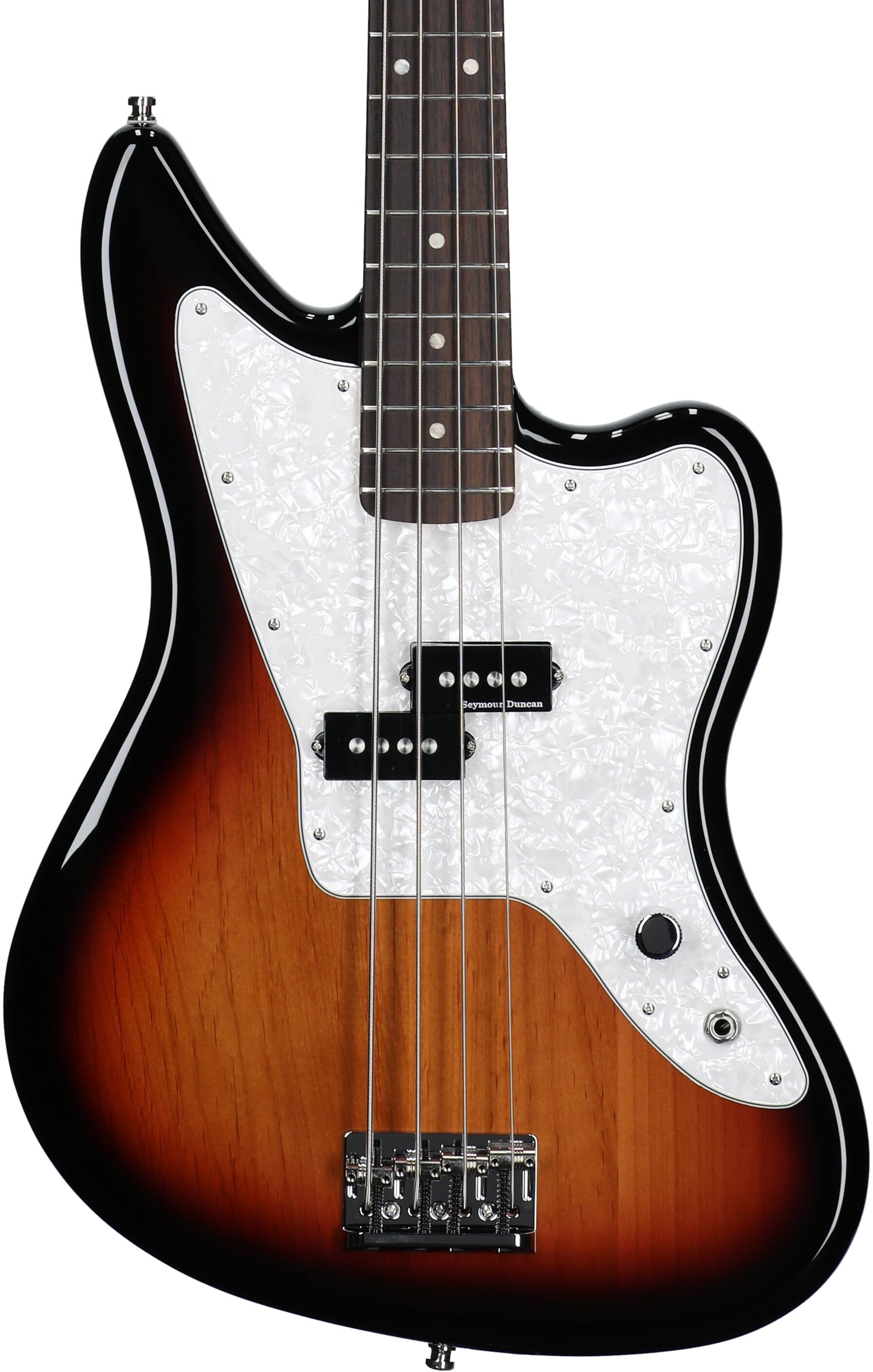 Fender Limited Edition Mark Hoppus Jaguar Electric Bass, Rosewood Fingerboard (with Gig Bag), 3-Color Sunburst, Body Straight Front