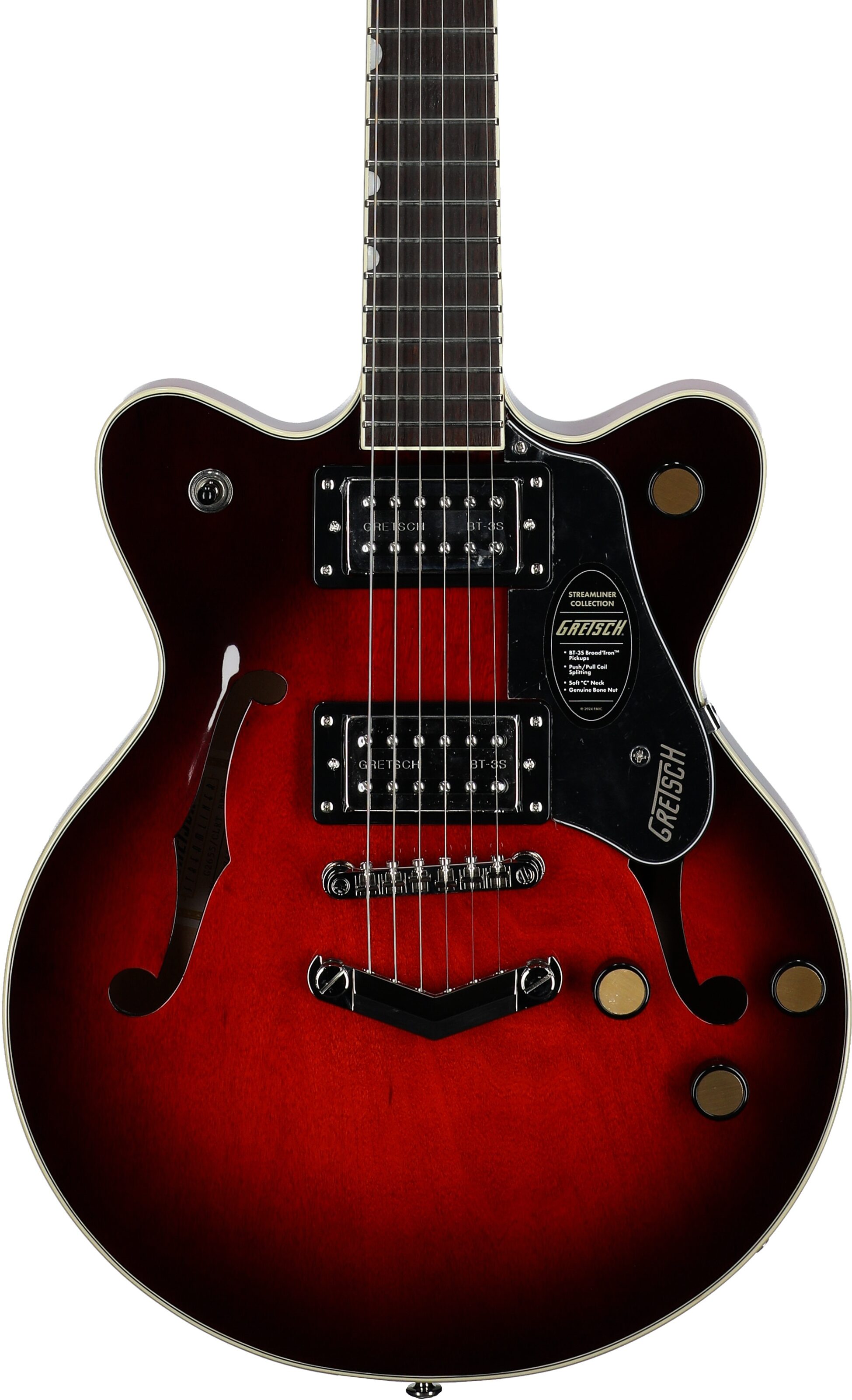 Gretsch G2655 Streamliner CB Junior Electric Guitar, Claret Burst, Body Straight Front
