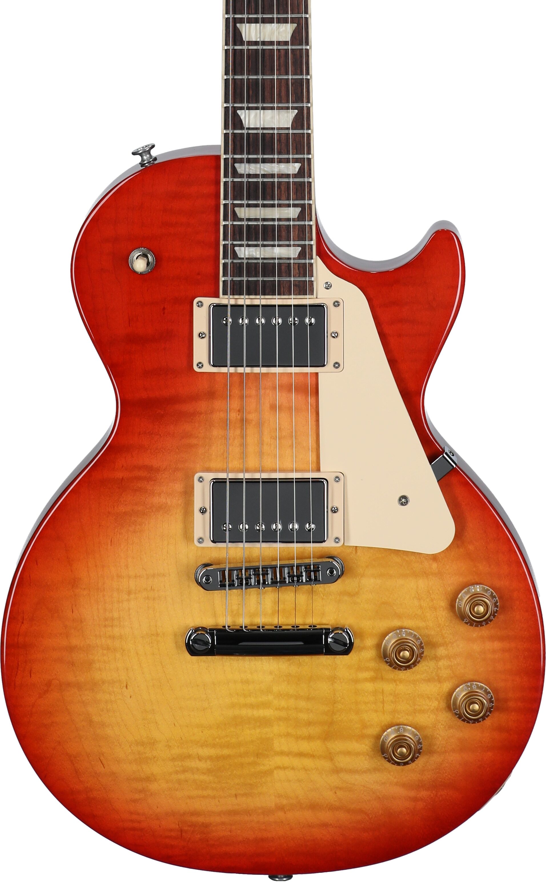 Gibson Exclusive Les Paul Studio Figured Electric Guitar (with Soft Case), Cherry Sunburst, Body Straight Front