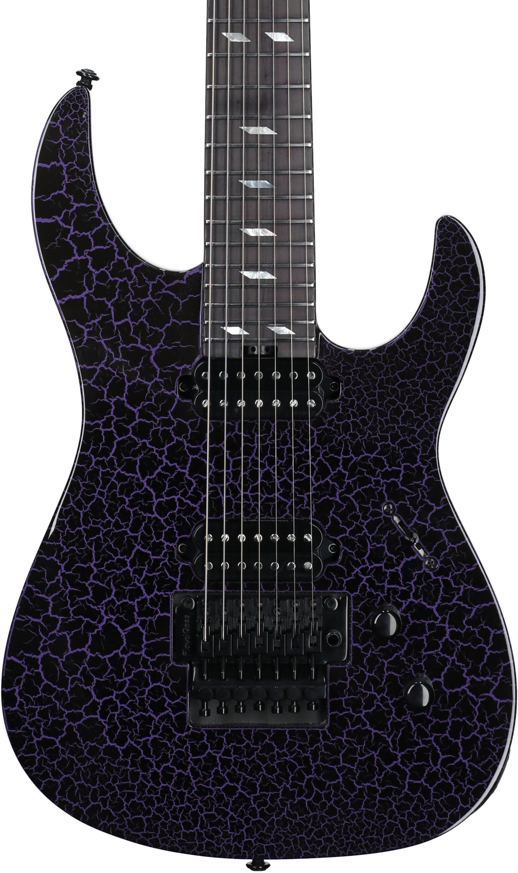 Legator Ninja 7 Floyd Rose Electric Guitar, 7-String, Purple Crackle, Body Straight Front