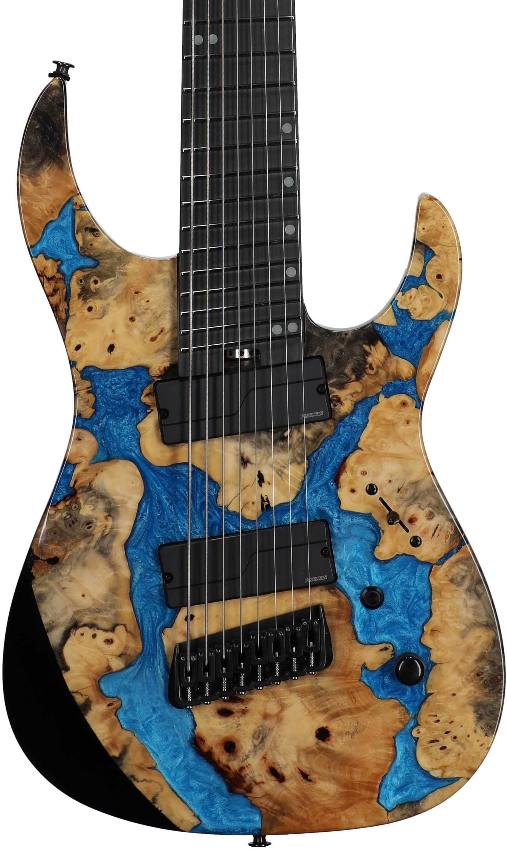 Legator Ninja X8F Multi-Scale Guitar, 8-String (with Gig Bag), Caribbean Blue, Body Straight Front