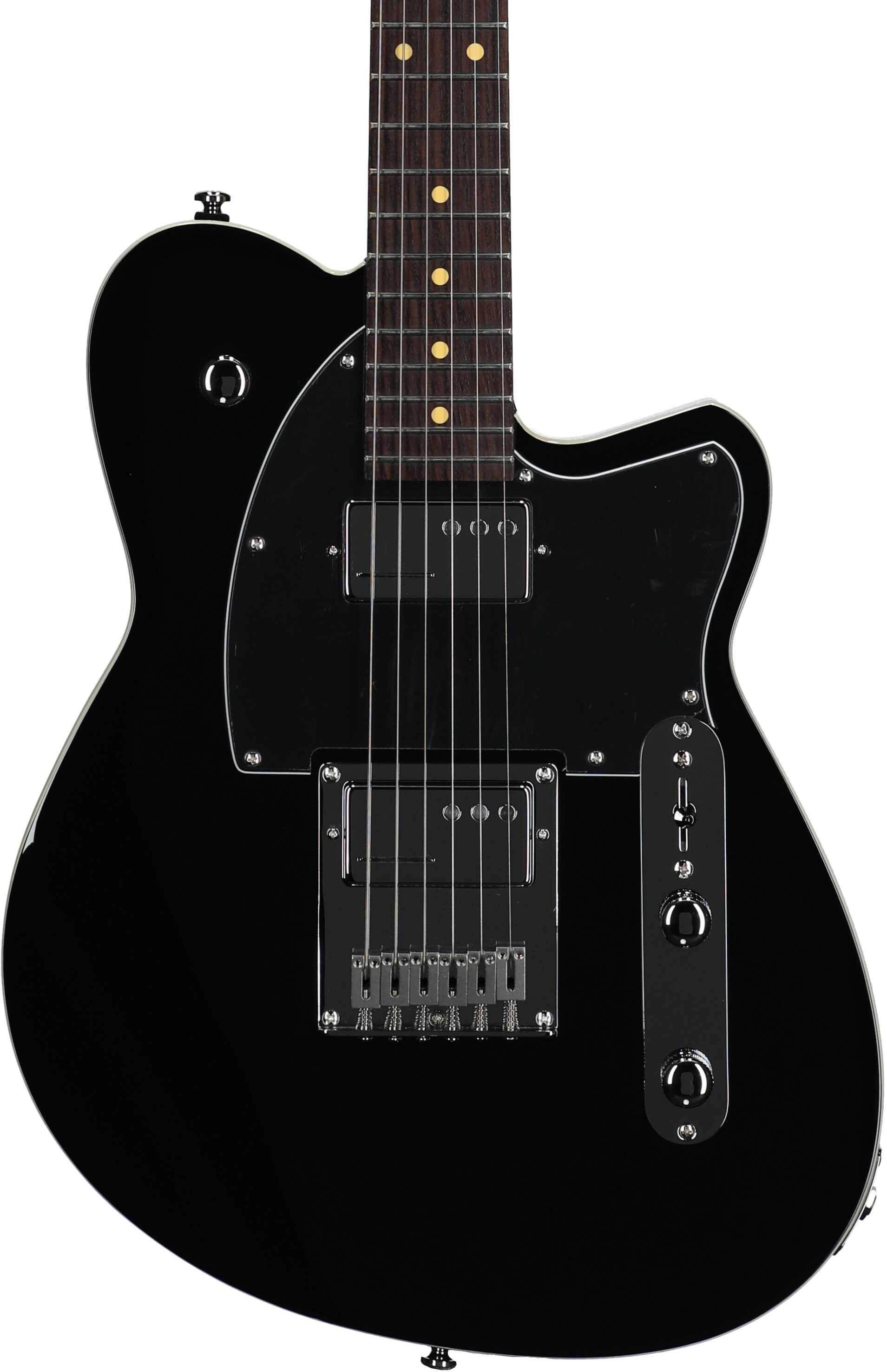 Reverend Crosscut Electric Guitar, Midnight Black, Rosewood Fretboard, Body Straight Front