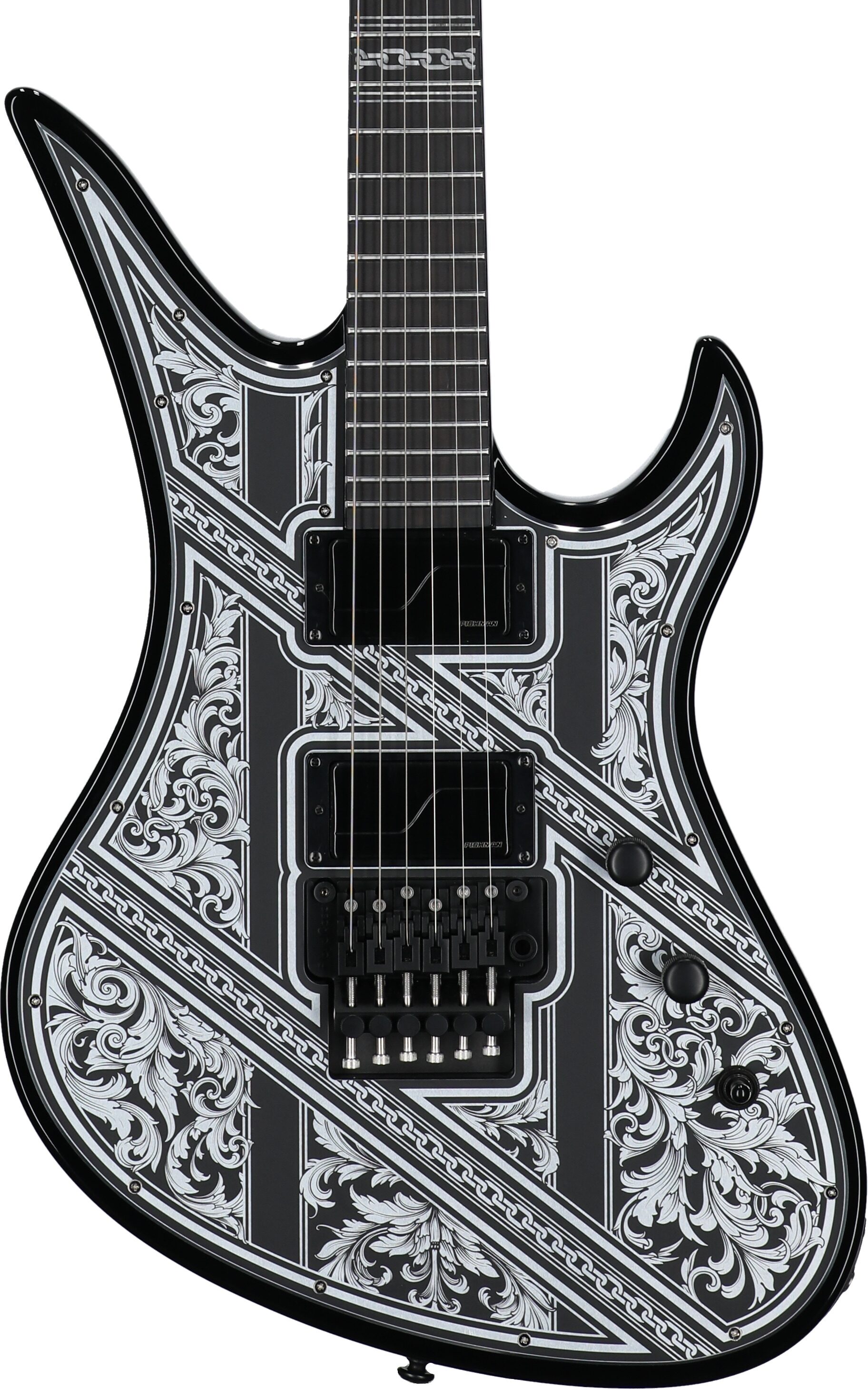 Schecter Avenger FR Przym Palladium Electric Guitar, Gloss Black, Body Straight Front