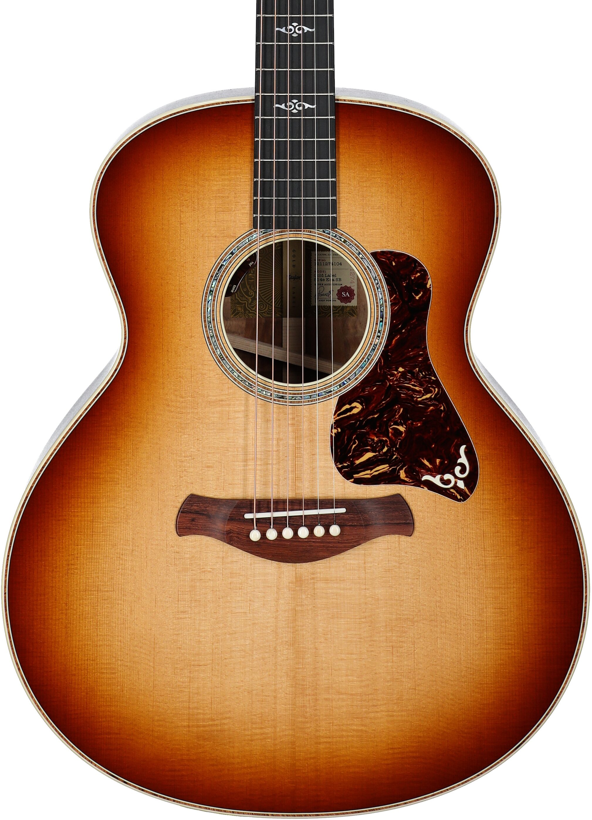 Taylor Gold Label 814e Koa Acoustic-Electric Guitar (with Case), Golden Brown Sunburst, Body Straight Front