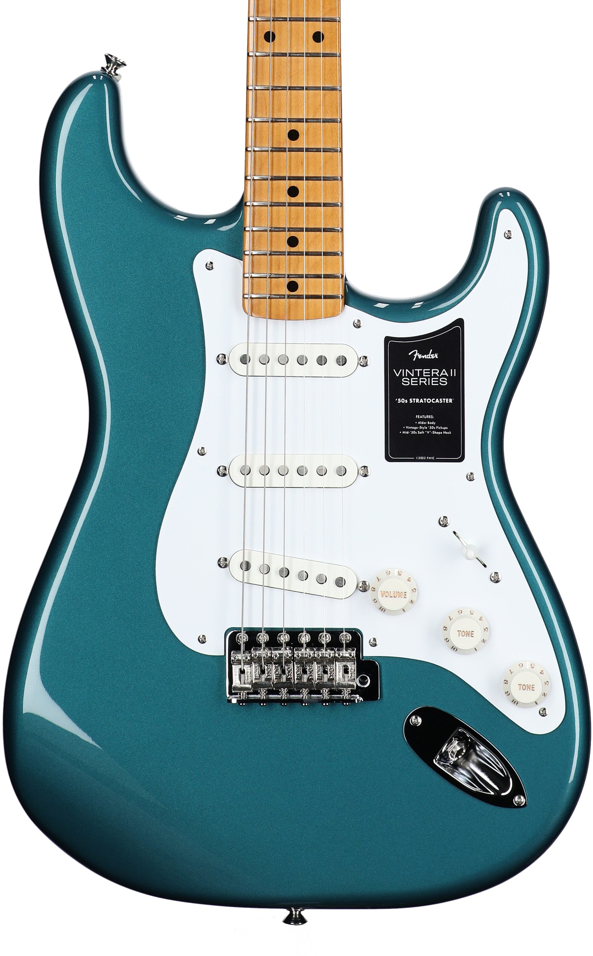 Fender Vintera II '50s Stratocaster Electric Guitar, Maple Fingerboard (with Gig Bag), Ocean Turquoise, Body Straight Front