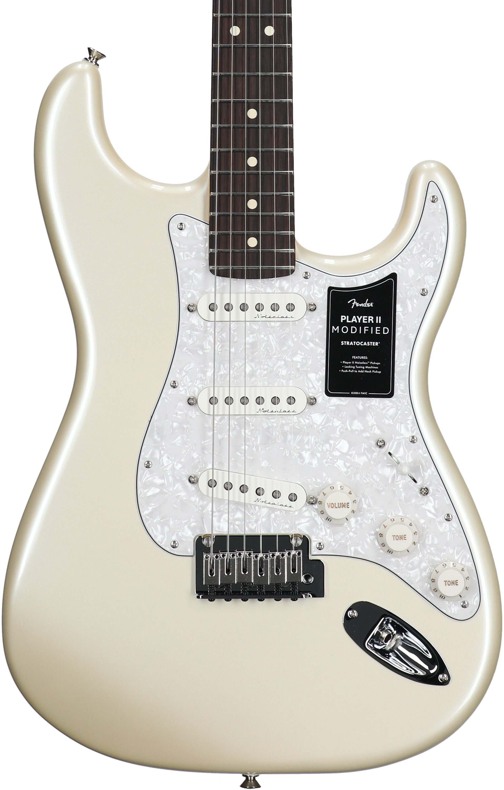 Fender Player II Modified Stratocaster Electric Guitar, Rosewood Fingerboard (with Gig Bag), Olympic White, Body Straight Front