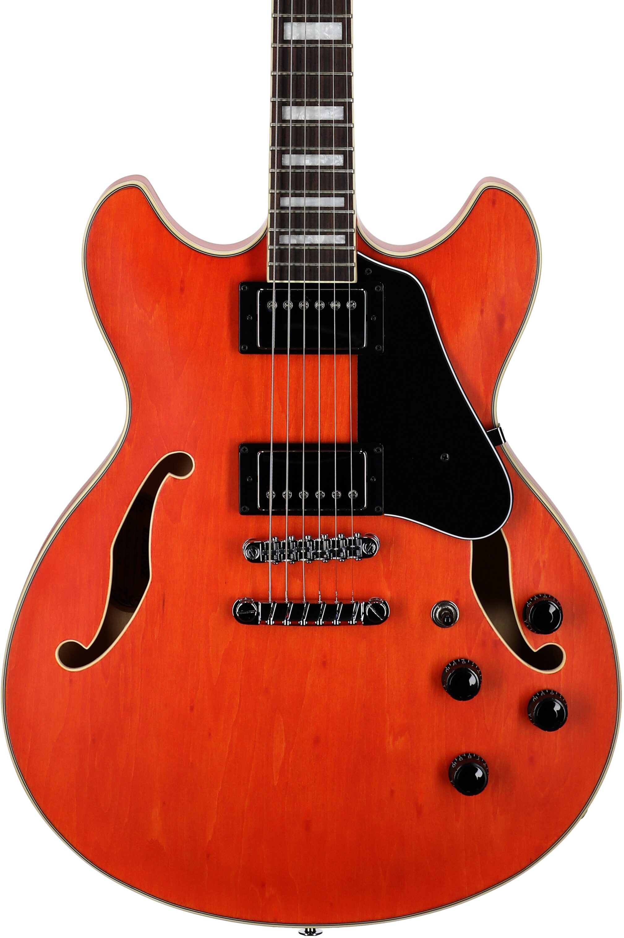 Ibanez AS73 Artcore Semi-Hollow Electric Guitar, Transparent Tangerine Flat, Body Straight Front