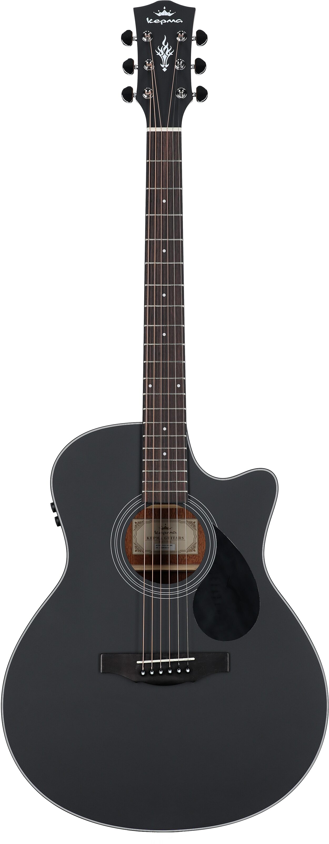 Kepma K3 Series GA3-130 Acoustic-Electric Guitar, Black Matte, with AcoustiFex K-10 Pickup, Body Straight Front