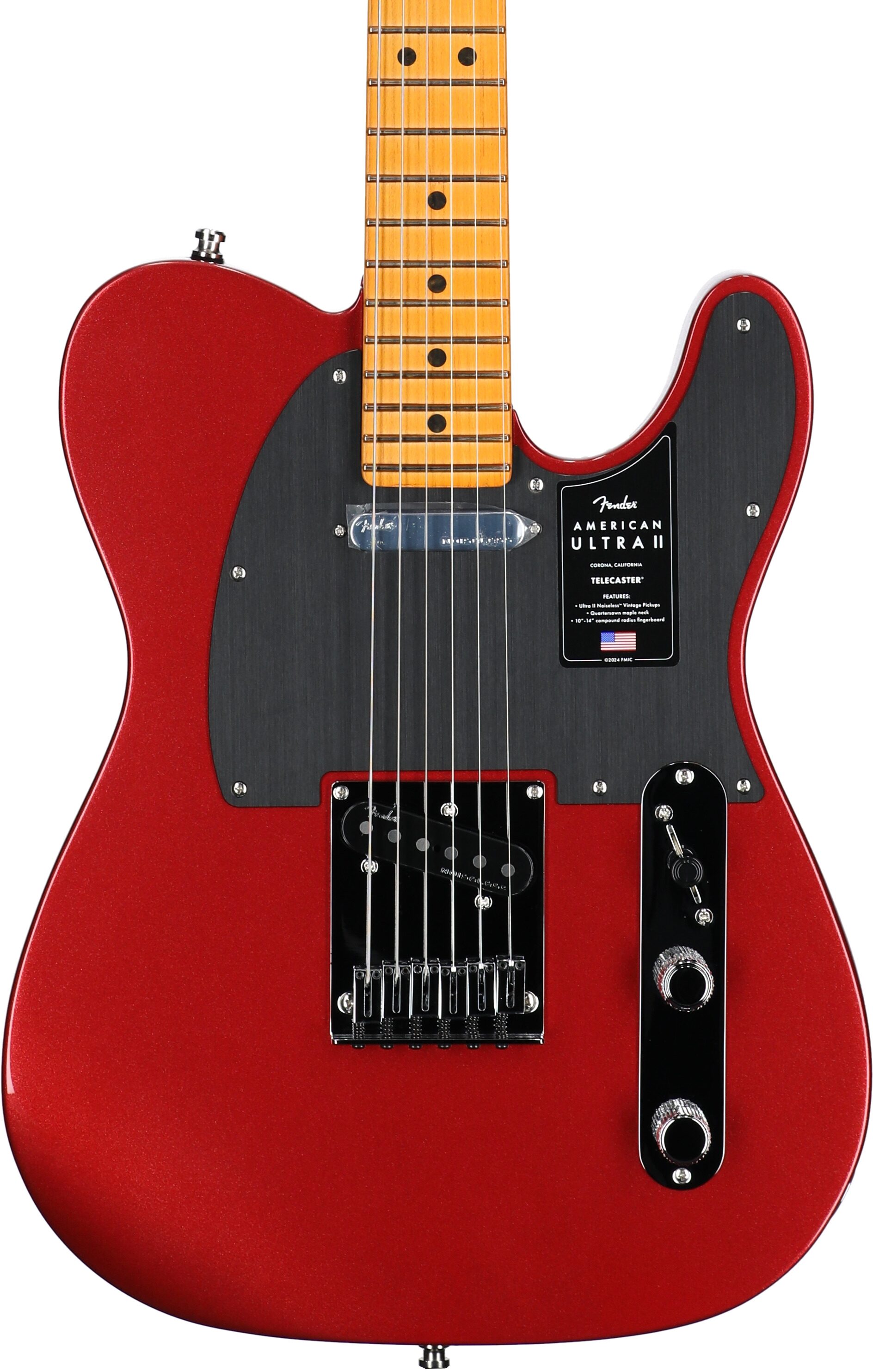 Fender American Ultra II Telecaster Electric Guitar, Maple Fingerboard (with Case), Sinister Red, Body Straight Front