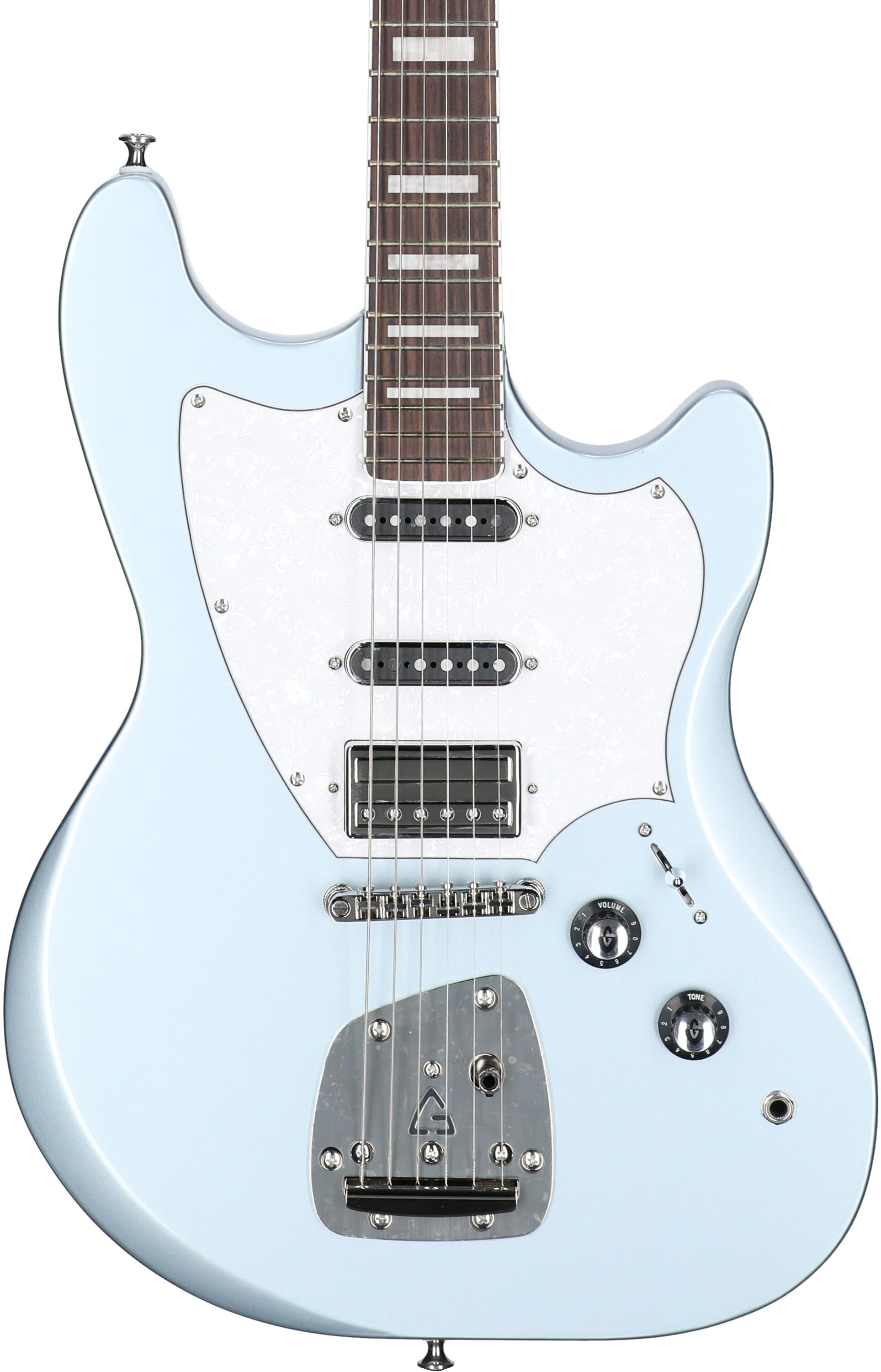 Guild Surfliner Deluxe Electric Guitar, Glacier Blue Metallic, Body Straight Front