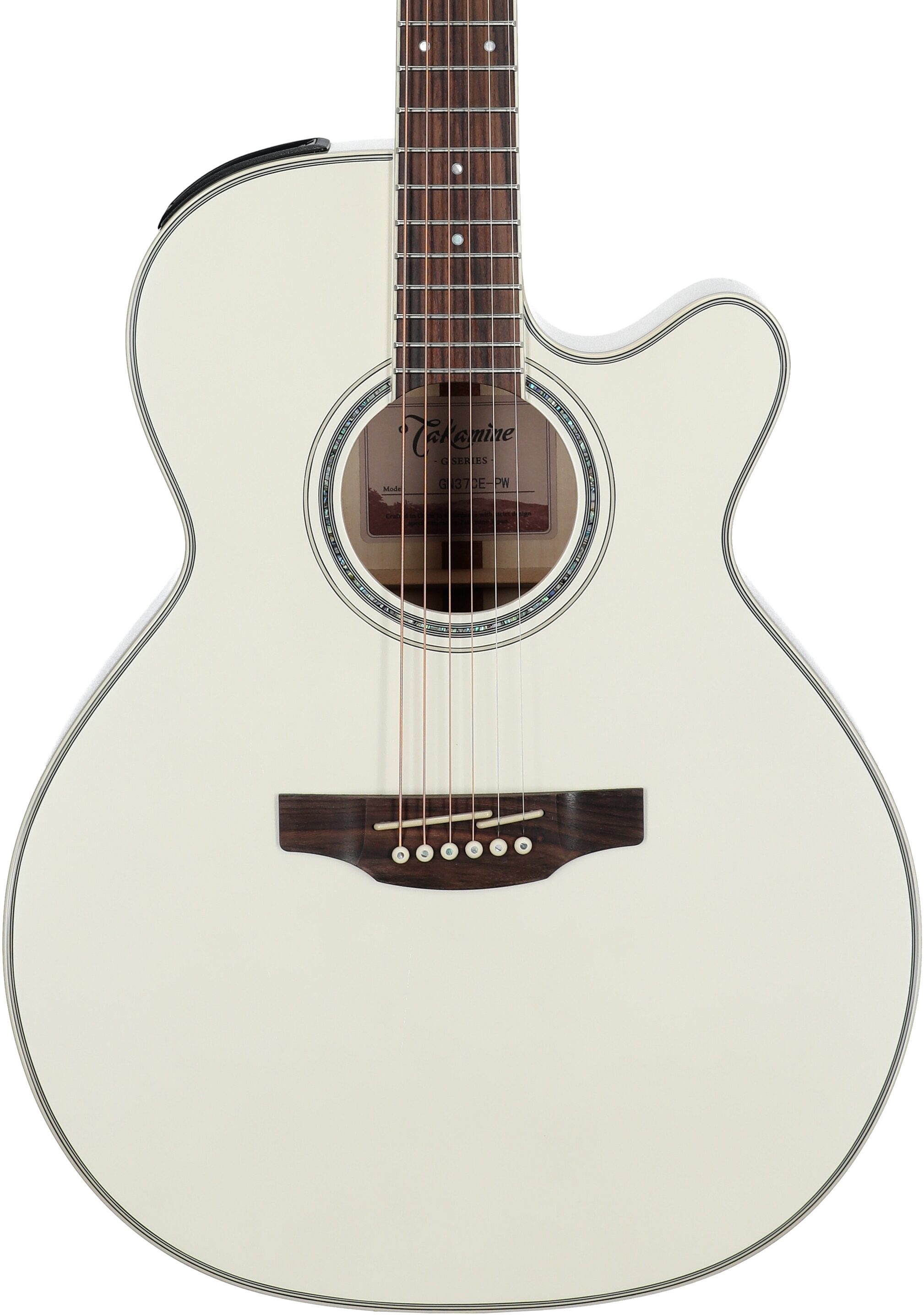 Takamine GN37CE Acoustic-Electric Guitar (with Gig Bag), Pearl White, Body Straight Front